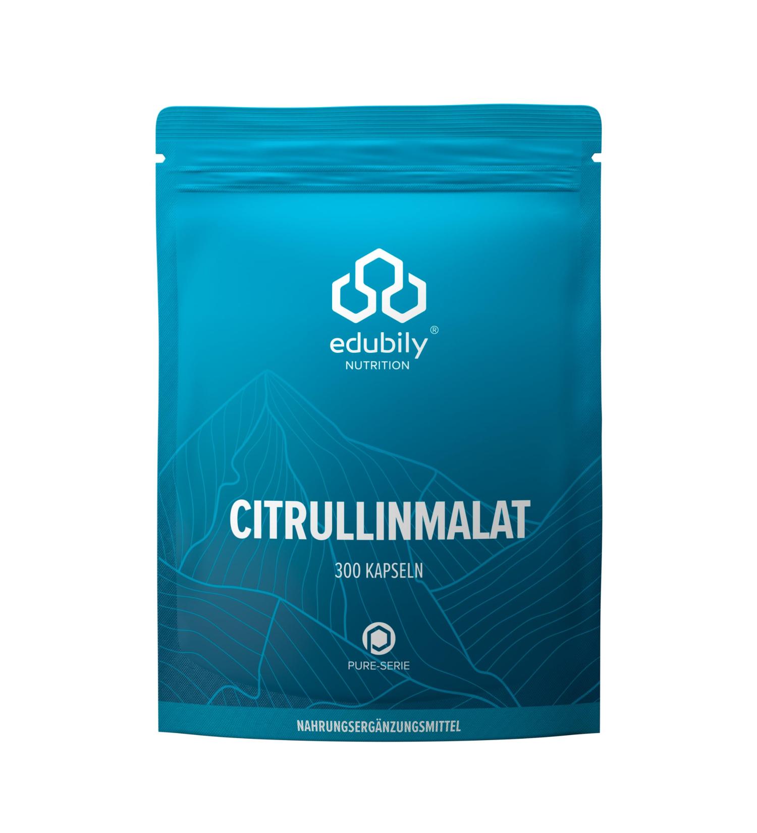 Edubily Nutrition Citrullin Malat Capsules - Caffeine-Free Pre-Workout Supplement - 2.9g Pure L-Citrullinmalat per Capsule - 300 Count - Buy Online on GoSupps.com