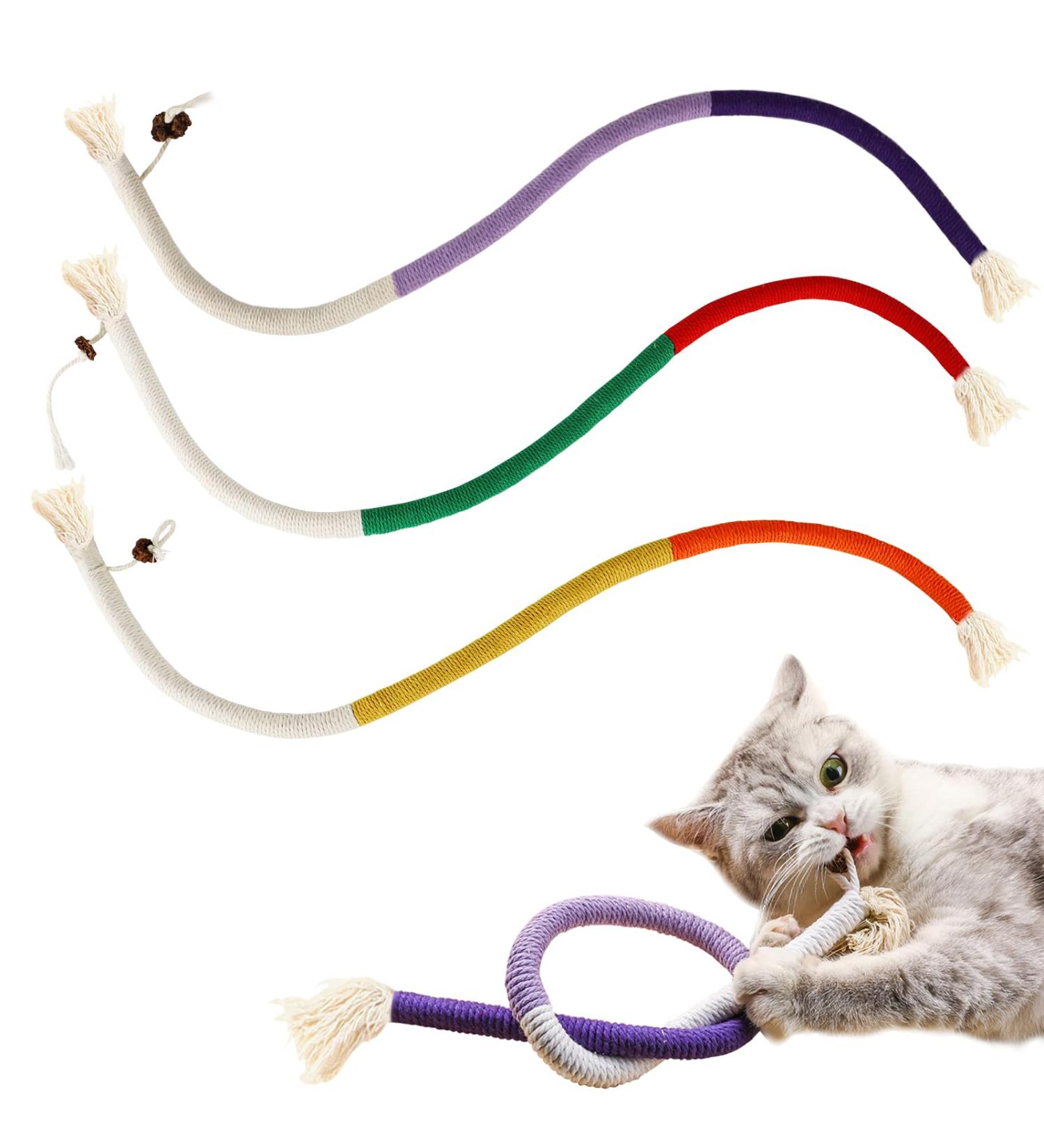 YANGCHUN Catnip Toy Bundle: Interactive Chew Rope for Indoor Cats - Natural Catnip Fillings, Teeth Cleaning and Stress Relief - 3 Pcs - Buy Online on GoSupps.com