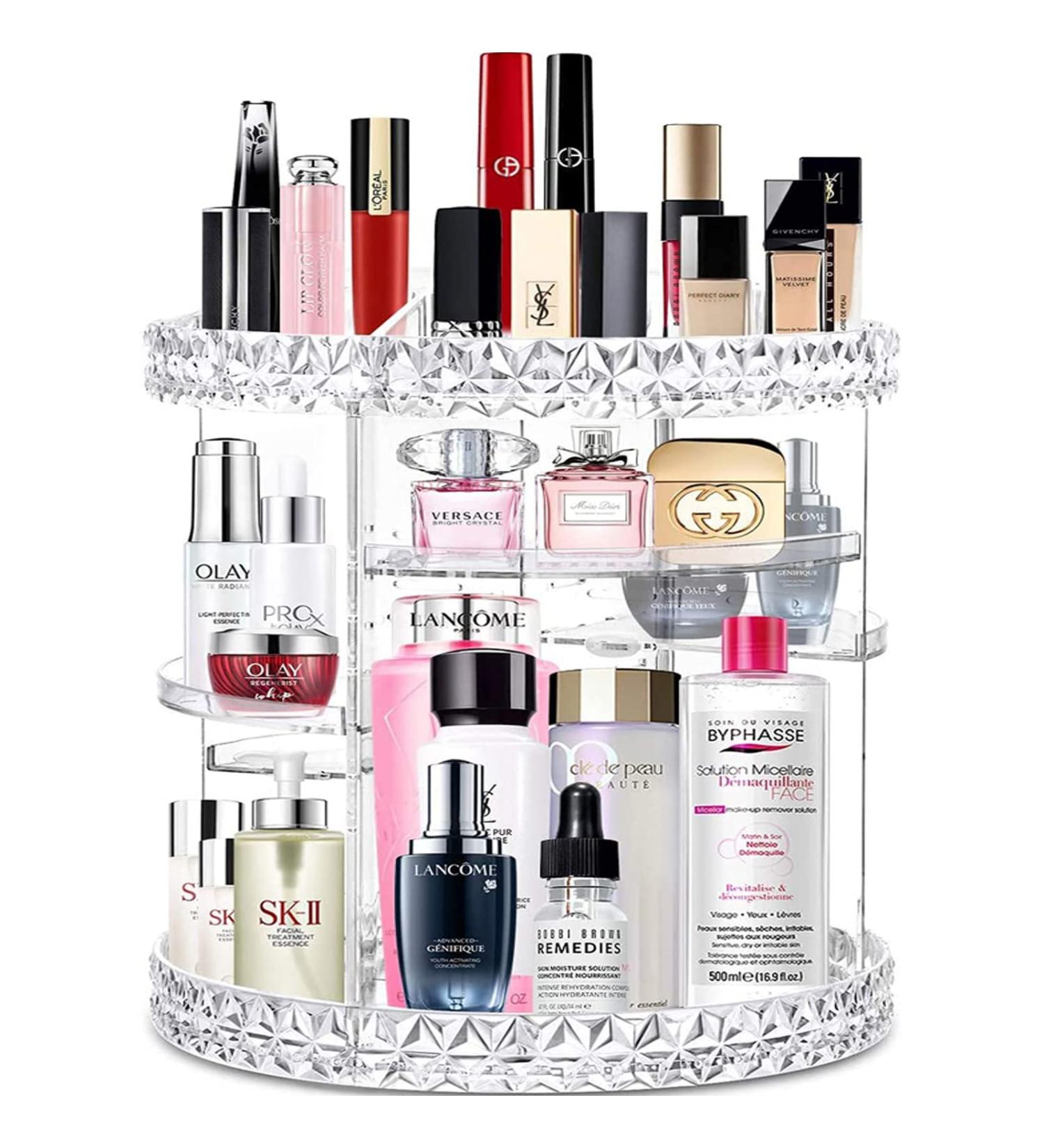 V-Hanver Rotating Makeup Organizer - 7 Layer Adjustable Cosmetic Storage Tray with 4 Holder Rack | Large Capacity Acrylic Display Case for Perfume and Makeup - Buy Online on GoSupps.com
