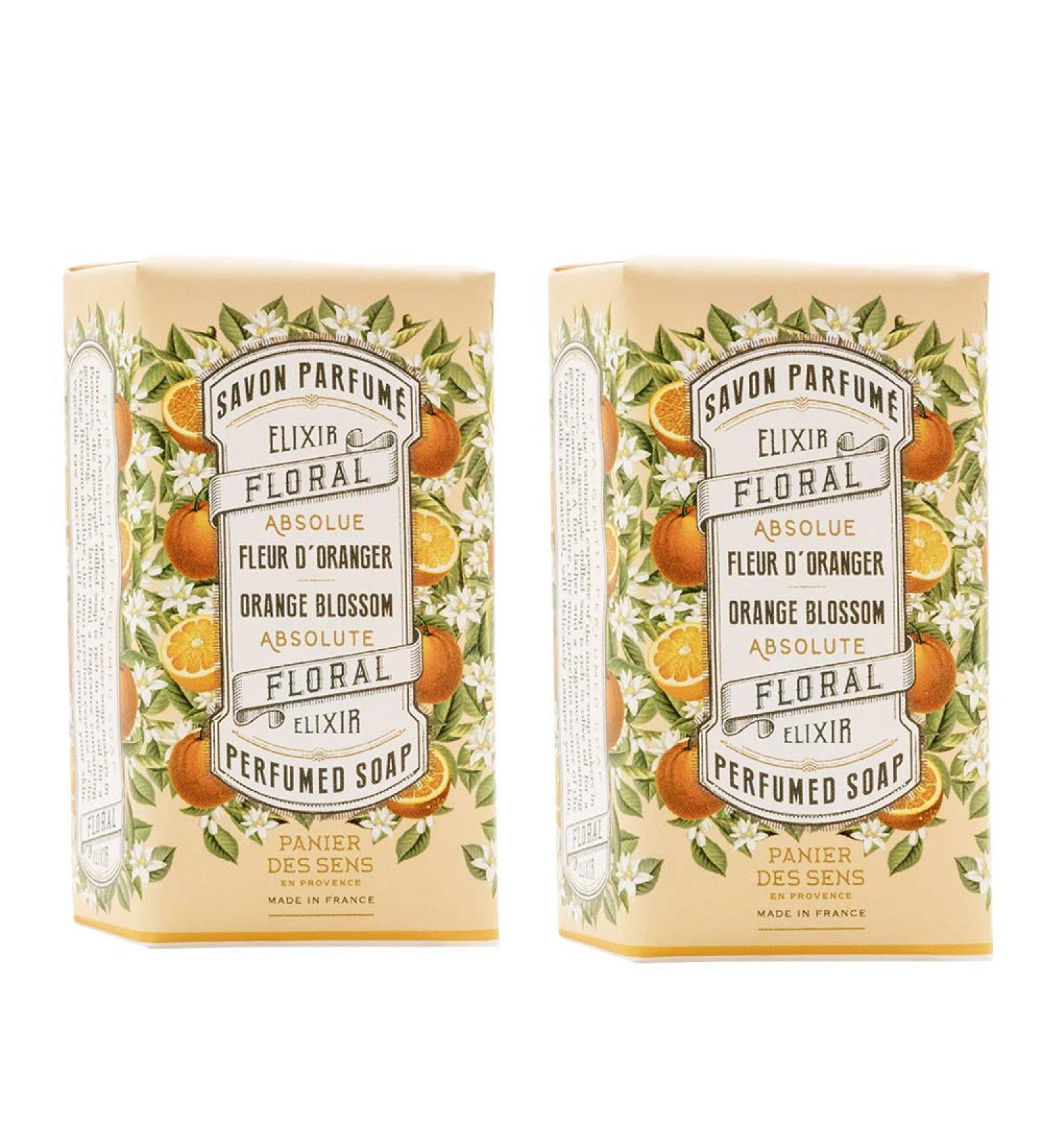 Panier des Sens Orange Blossom Bar Soap with Olive Oil - 97% Natural, Made in France - 2 Bars 5.3oz/150g - Buy Online on GoSupps.com