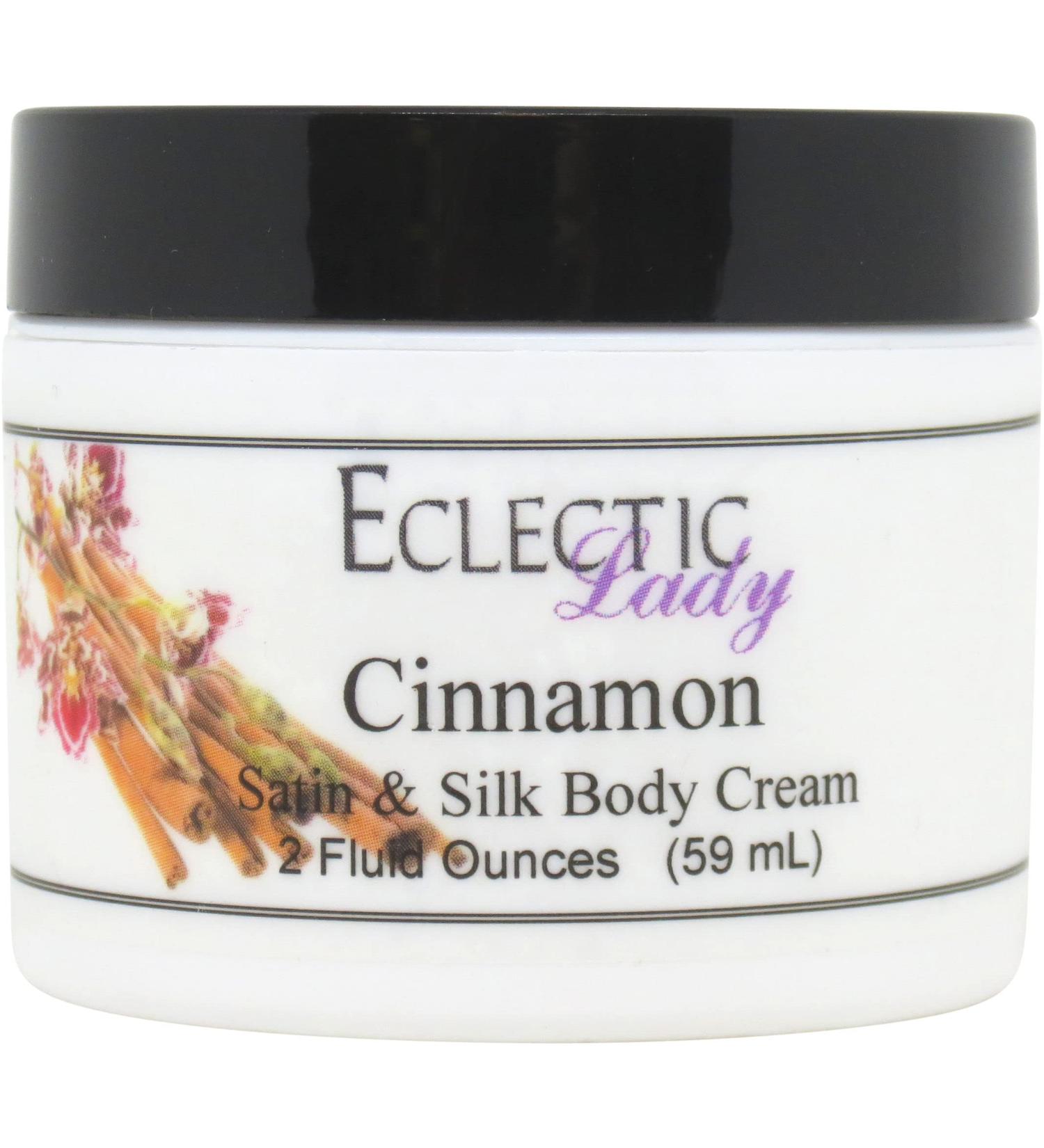 Eclectic Lady Cinnamon Satin and Silk Cream Body Cream Body Lotion 2 oz - Shea Butter Aloe Silk Amino Acids Vitamin E Phthalate-Free Handcrafted in USA - Perfect For Women 2 Ounce (Pack of 1)