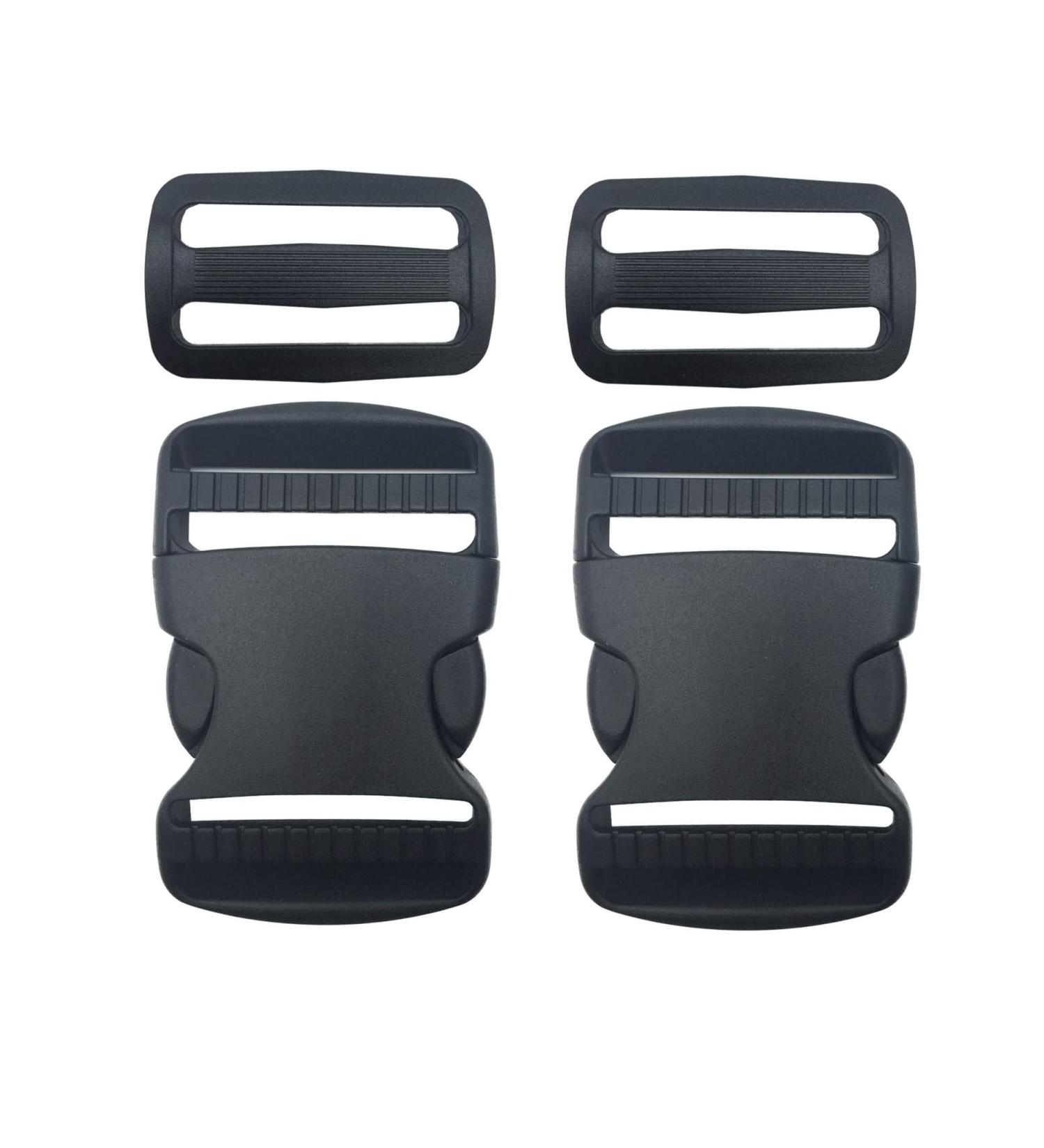 EesTeck 2 Set 1.5 Inch Flat Dual Adjustable Plastic Quick Side Release Plastic Buckles and Tri-glide Slides for Luggage Straps Pet Collar Backpack Repairing (Black  Fit For 1.5/38mm Webbing Straps) 1.5"-2 Pack - Buy Online on GoSupps.com
