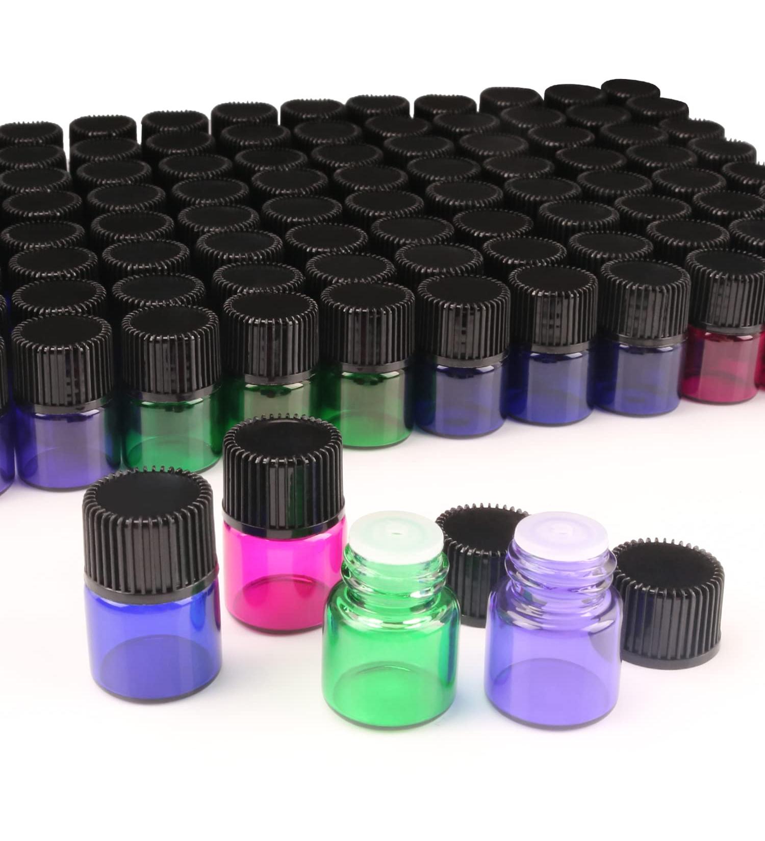 Wresty 1ml Gift Package Glass Vials - 100-Pack Mini Essential Oil Bottles with Labels & Droppers for Perfect Samples - Buy Online on GoSupps.com