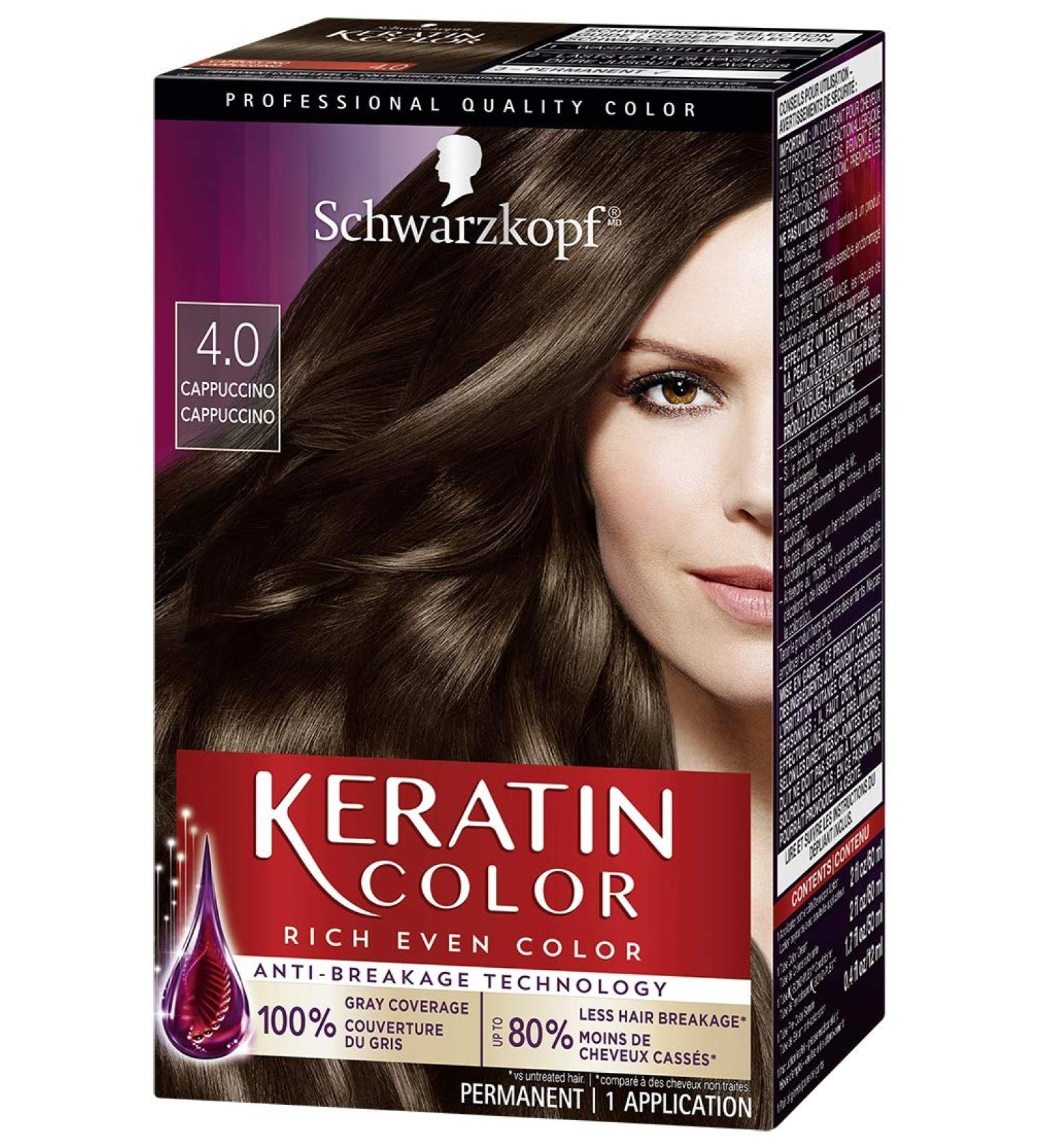 Schwarzkopf Keratin Color Cream Hair Dye in 4.0 Cappuccino - 1 Count - Buy Online on GoSupps.com