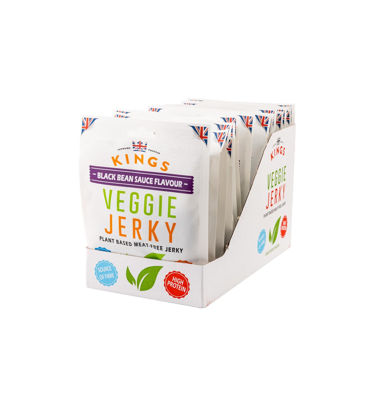 Kings Black Bean Sauce Flavour Veggie Jerky Box of 16 x 25g - Buy Online on GoSupps.com