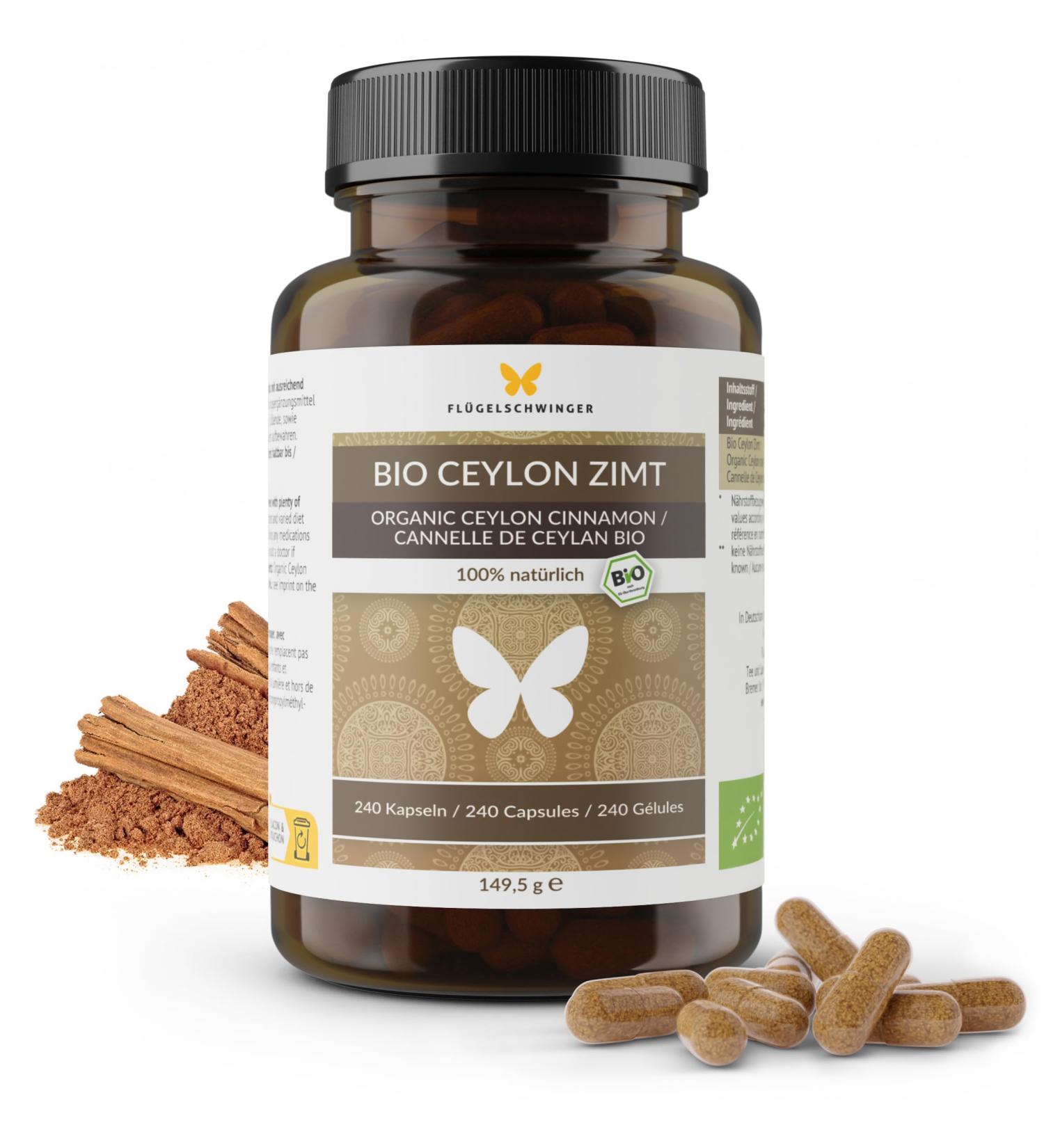 240 Bio Ceylon Cinnamon Capsules - High-Dose Organic Made in Germany 100% Natural Vegan Supplement - Buy Online on GoSupps.com