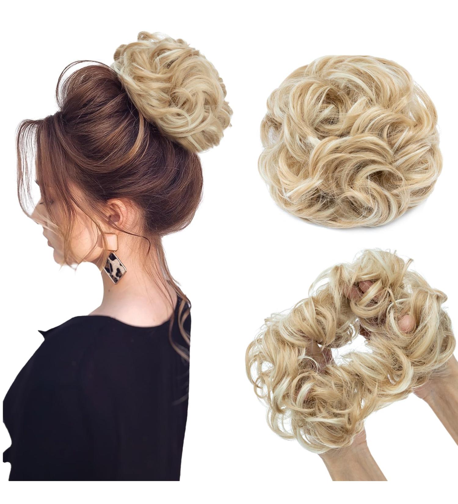 My-Lady Messy Hair Buns Extensions Scrunchies - Brown Blonde Highlight L - Updo Wavy Curly Ponytail - Chignons Hairpiece - 55g - Buy Online on GoSupps.com