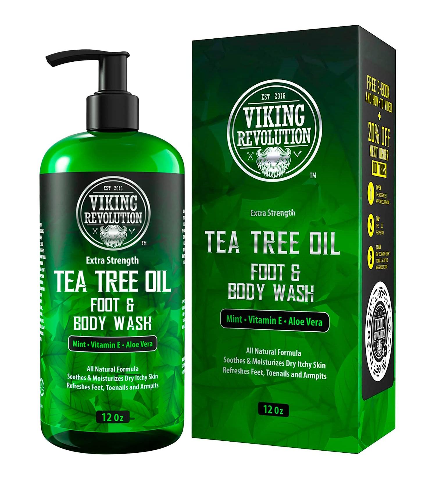 Viking Revolution Tea Tree Body Wash for Men - 12 Fl Oz - Helps with Athlete's Foot, Jock Itch, Eczema & Body Odors - Extra Strength Tea Tree Oil Formula - Buy Online on GoSupps.com