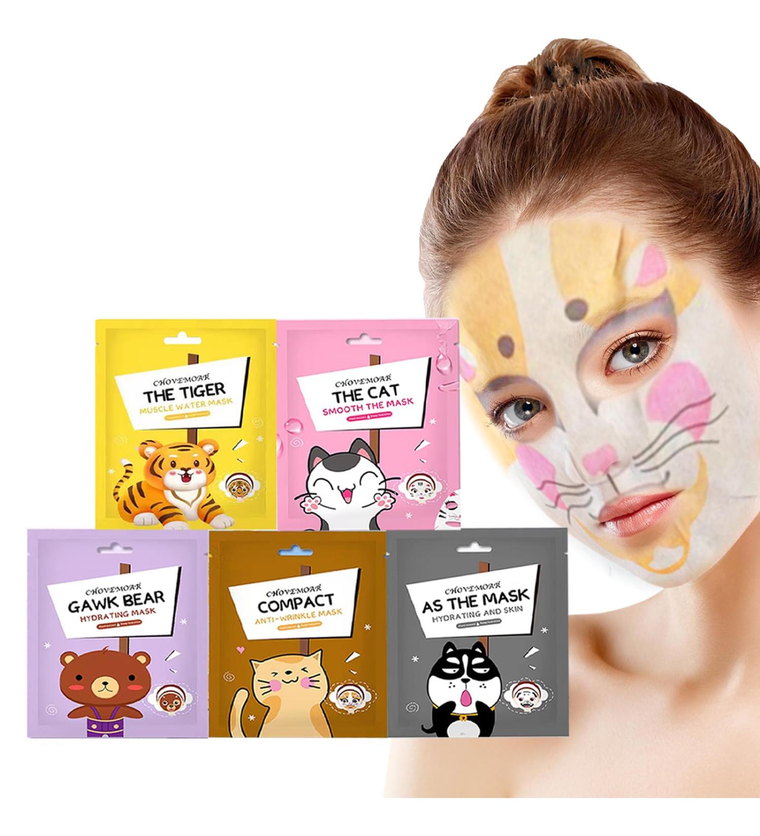Sheet Mask - Face Mask Set for Teenage Girls - Fun Animal Printed Sheet Face Masks - With Tiger and Cat Easy Use Face Mask Gift Set - Hydrating Brighten Soothe - Face Masks for All Skin Types (5) - Buy Online on GoSupps.com