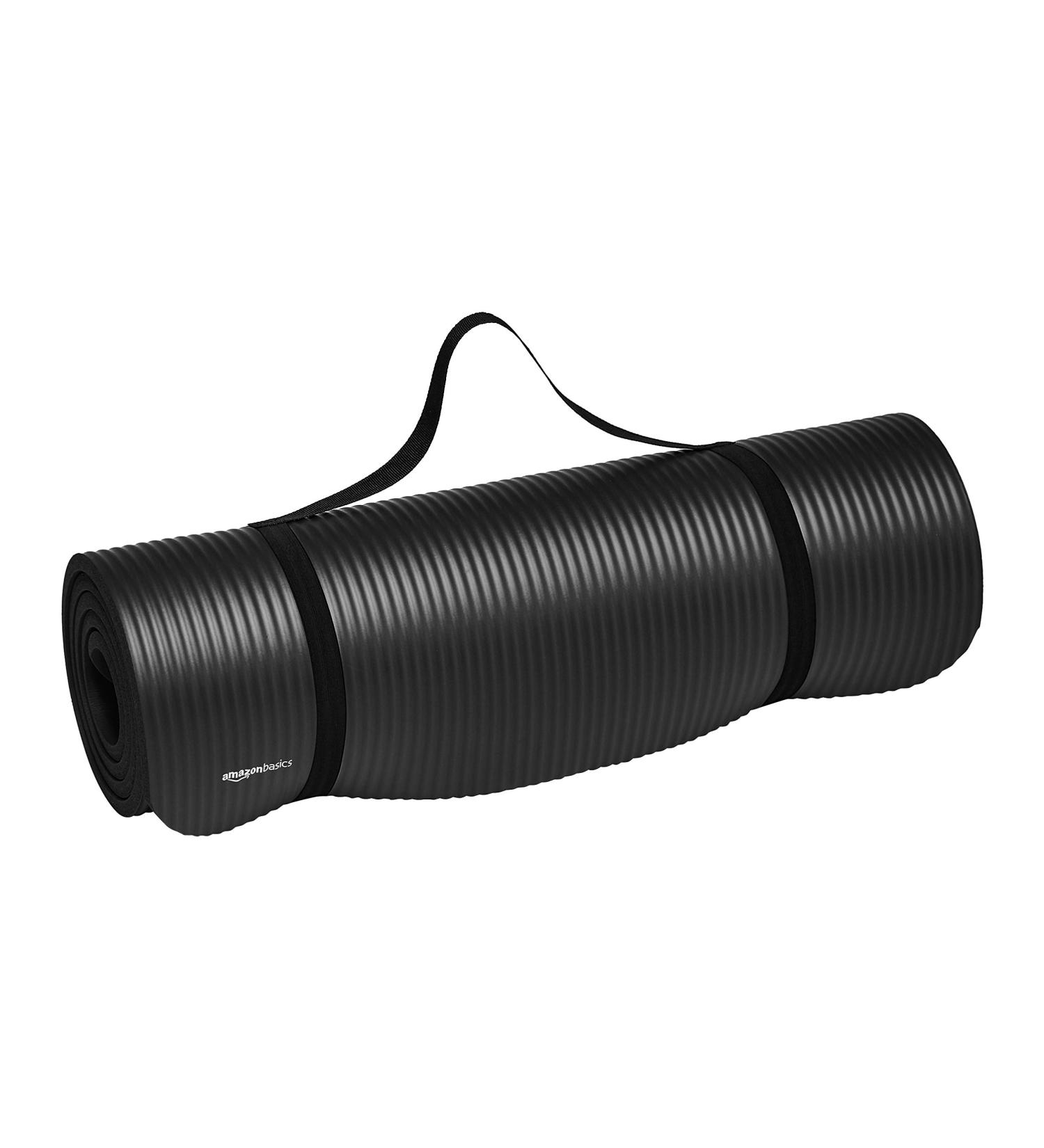 Amazon Basics 1/2-Inch Extra Thick Black Yoga Mat - Exercise Mat - Buy Online on GoSupps.com