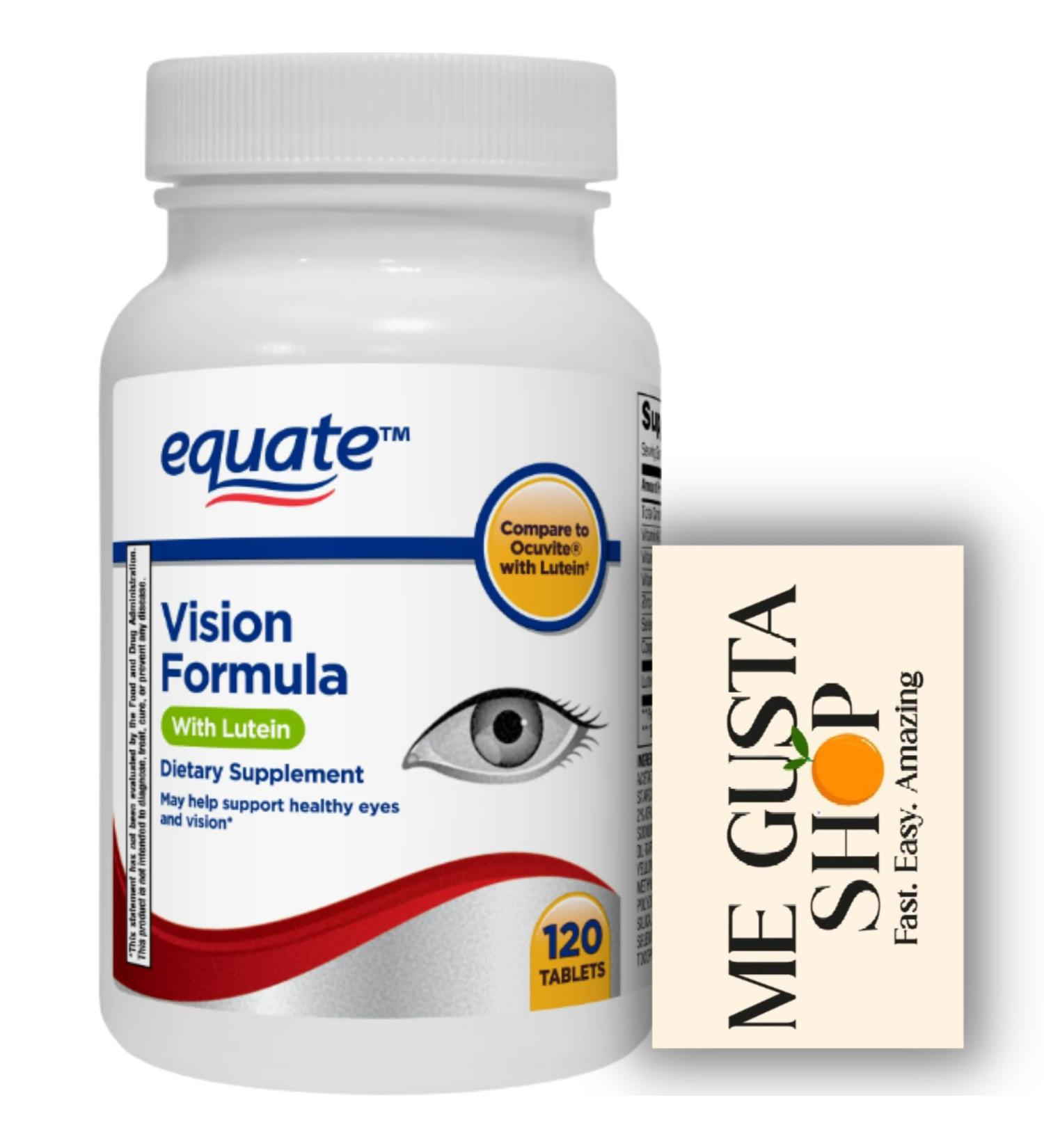 Equate Vision Formula with Lutein Tablets Dietary Supplement 120 Count + me Gusta Sticker - Buy Online on GoSupps.com