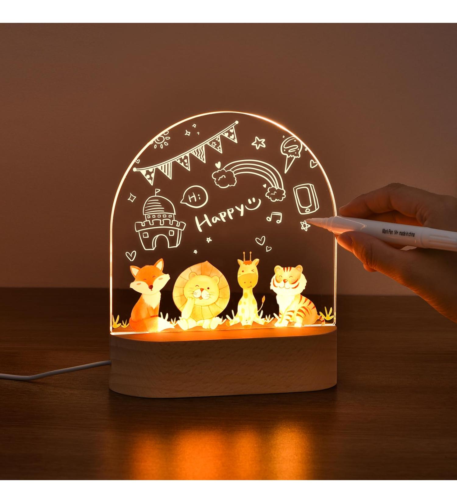 Personalized Otraki Night Light for Babies | Custom Bedside Lamp with Animal Print | Unique USB Baby Gift for Newborns | Ideal Birth Gift for Boys & Girls - Buy Online on GoSupps.com