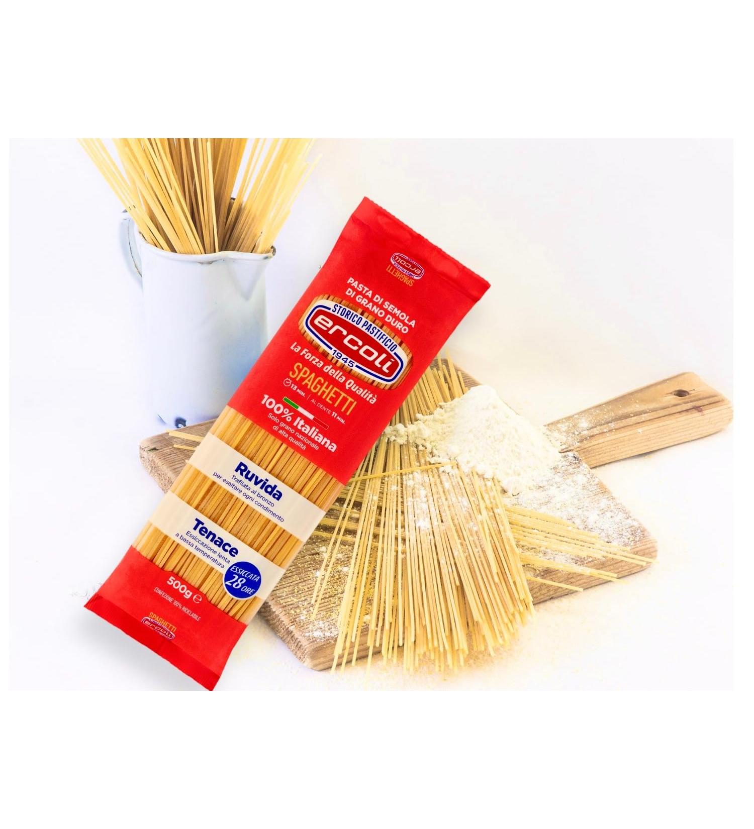 Offer Manual Italian Spaghetti bronze noodle 100% Italian durum wheat semolina slow drying (12x 500gr) 500 g (12 Pack)