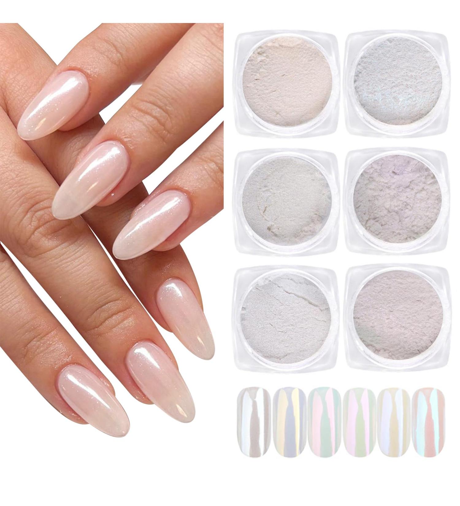 Buy Gzsyy White Pearl Chroma Nail Powder - 6PCS Aurora Shimmer Glitter for Stunning Metallic Nails - International Shipping Available - Buy Online on GoSupps.com