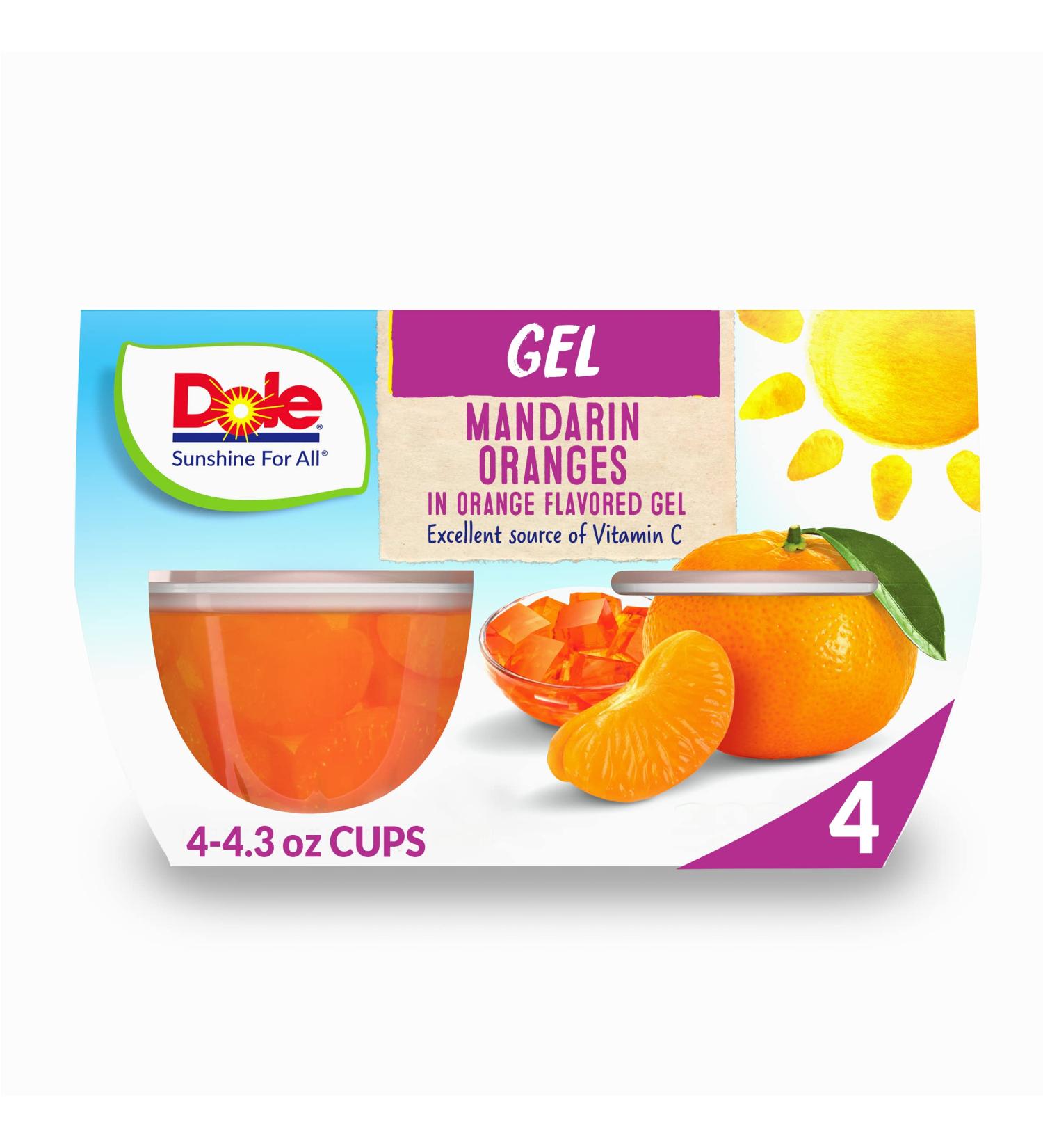 Dole Fruit Bowls Mandarin Oranges in Orange Gel - Gluten Free Healthy Snack, 16 Total Cups (4 oz each) - Buy Online on GoSupps.com
