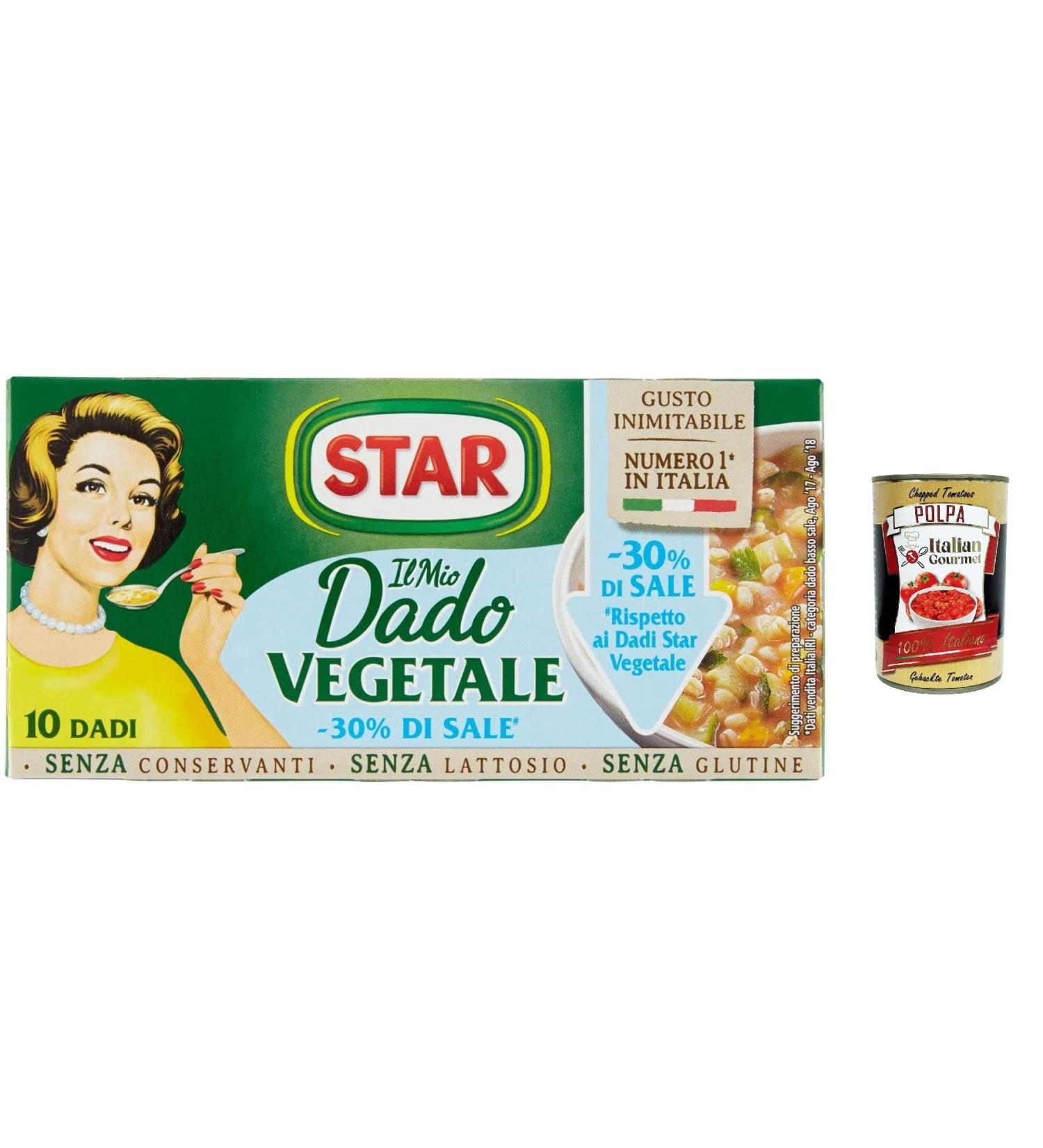  Italian Gourmet E.R. Star il Mio Dado 12-pack of vegetables with 9 vegetables containing 30% less salt no preservatives lactose-free and gluten-free + Italian gourmet polpa 400g - Buy Online on GoSupps.com