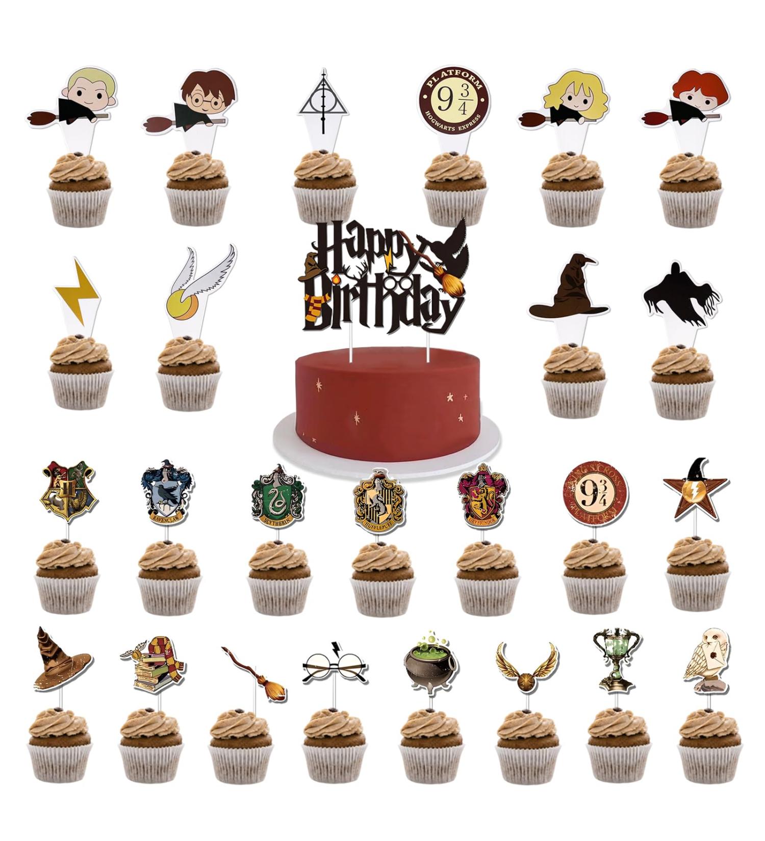 46-Piece Harry Magic Cake Topper Set | Birthday Decoration for Boys & Girls | Muffin Deco & Tortendeko for Magical Parties - Buy Online on GoSupps.com