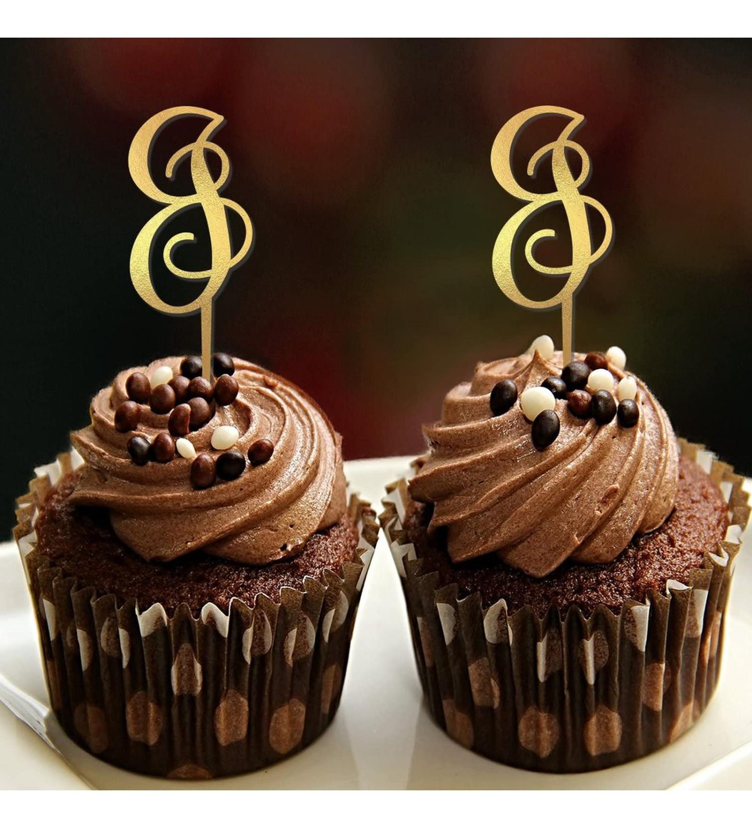 Letter J Cupcake Toppers Monogram Initial Last Name Floral Wreath Elegant For Wedding Anniversary Decorations Reusable Custom Any Initial Bridal Shower Gifts 6PCS Style-1 - Buy Online on GoSupps.com