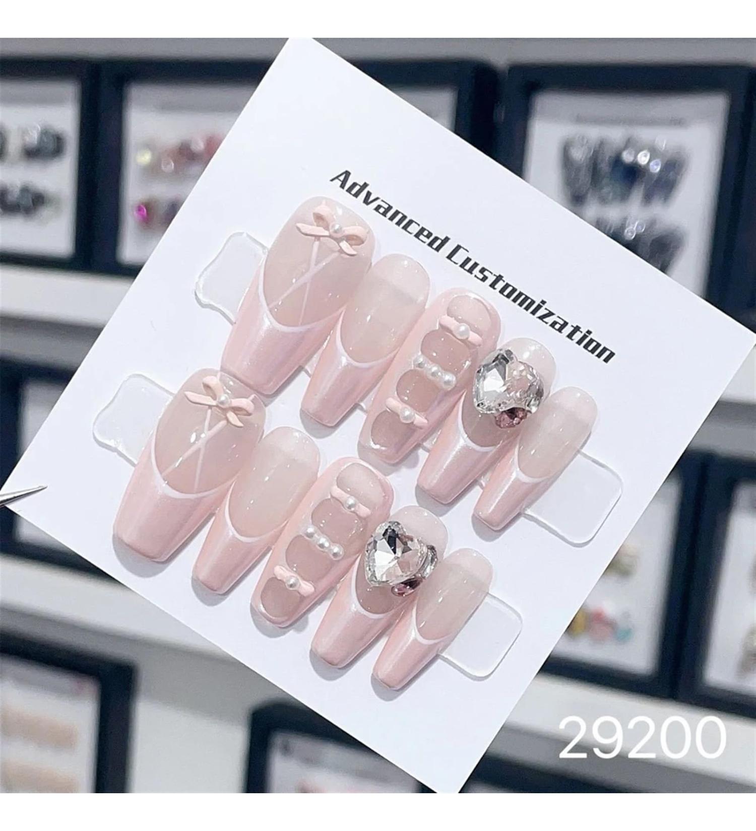 Nail Tips False Nails Tips Art Press on Nails Hand Made Fake Nails Painting Alloy Chain Decor Luxury Magic Mirror Power Design Punk Press On Nails(29200 XS) - Buy Online on GoSupps.com