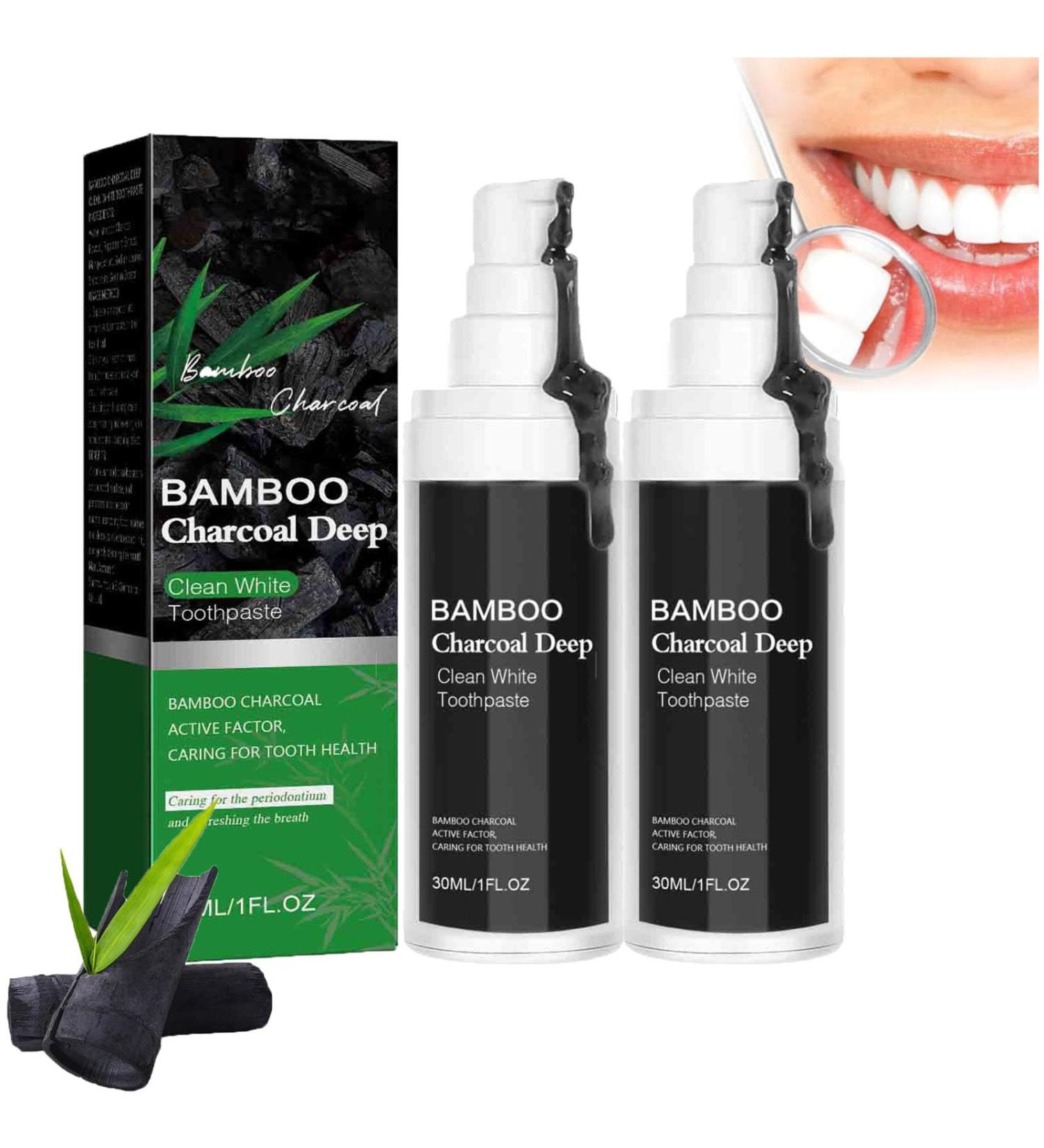 BAMBOO Charcoal Deep Toothpaste - Aktivo Activated Carbon Whitening Fresh Breath Stain Removal (2PC) - Buy Online on GoSupps.com