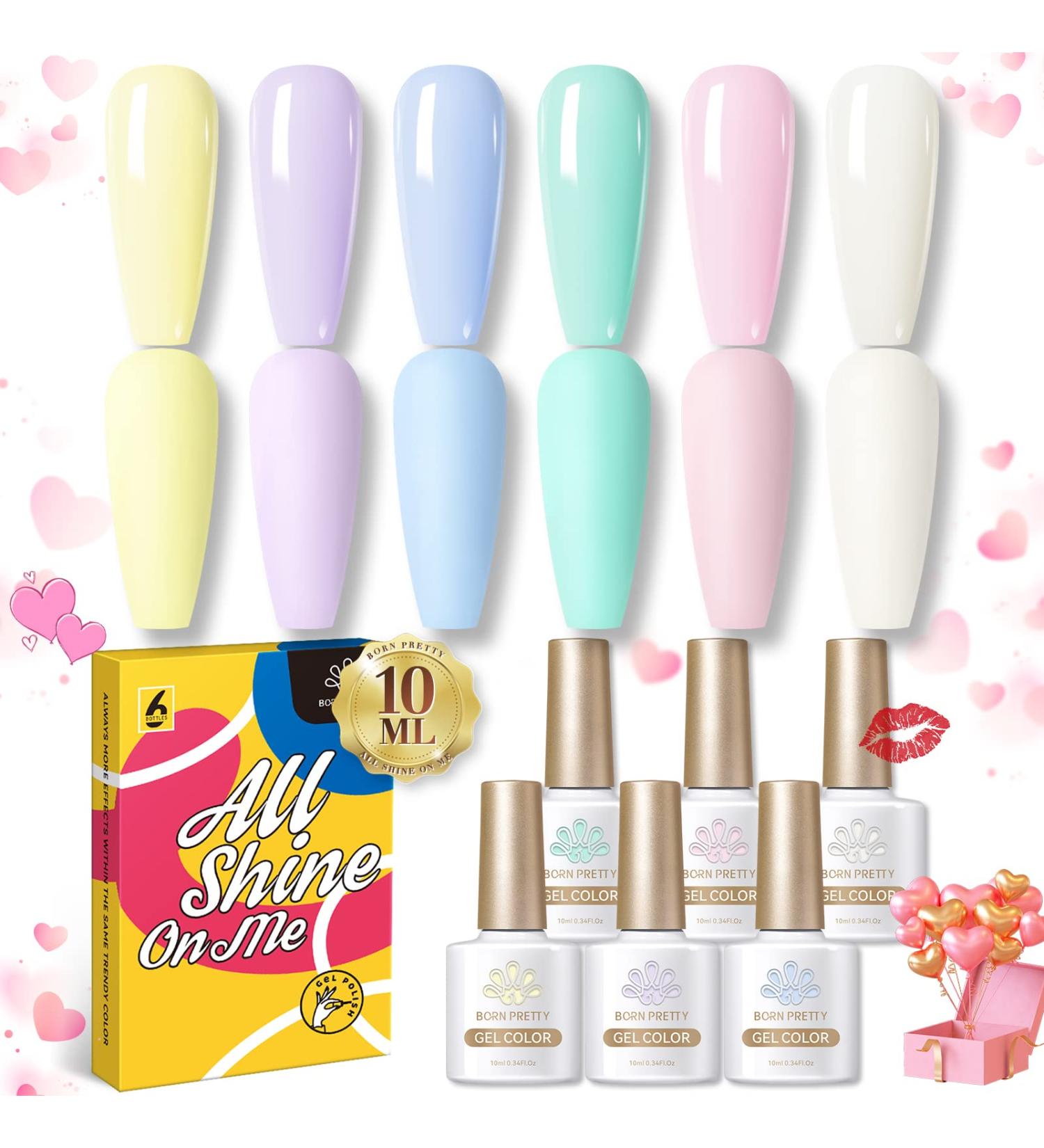 BORN PRETTY Pastel Gel Nail Polish Set - Macaroon Spring Summer Colors - 6Pcs Sweet Pink White Candy Gel Varnish - Soak Off U V/LED Lamp - DIY Nail Salon Manicure Kit - Gift for Women - Buy Online on GoSupps.com