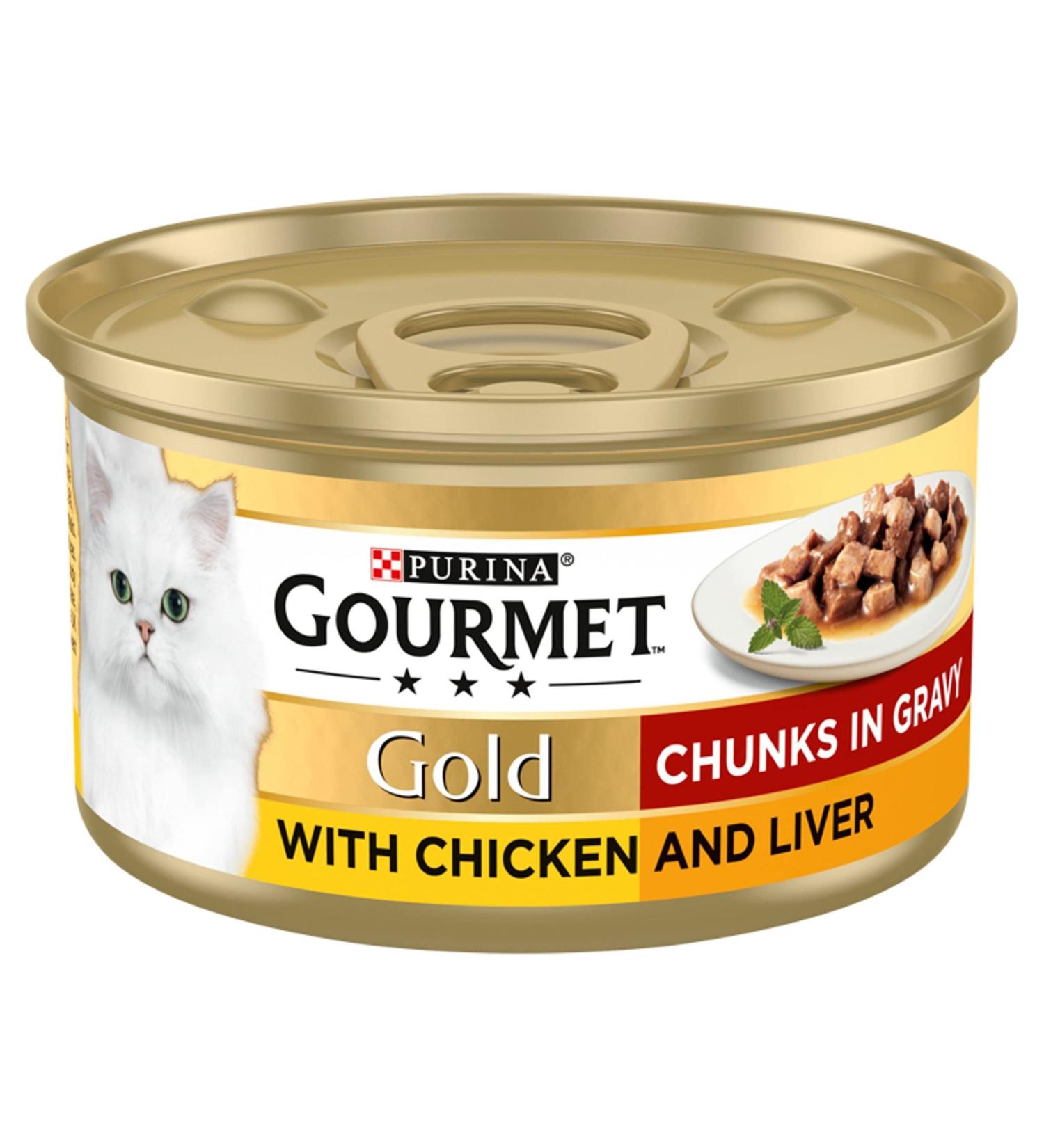 Gourmet Gold Chicken & Liver in Gravy 12 x 85g 1020g Chicken & Liver 83.5 g (Pack of 12) - Buy Online on GoSupps.com