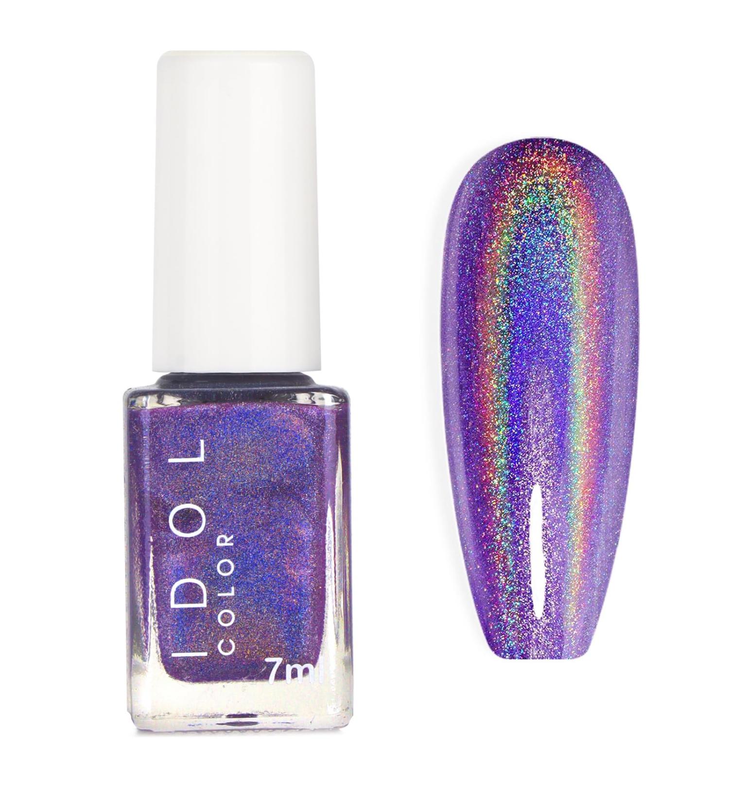 Holographic Nail Polish - Purple Nail Polish - Glitter Nail Polish Quick Dry - Shimmer Shiny Chrome Nail Varnish - Magic Colour Change Iridescent Nail Polish And No Need Lamp Cure - Buy Online on GoSupps.com