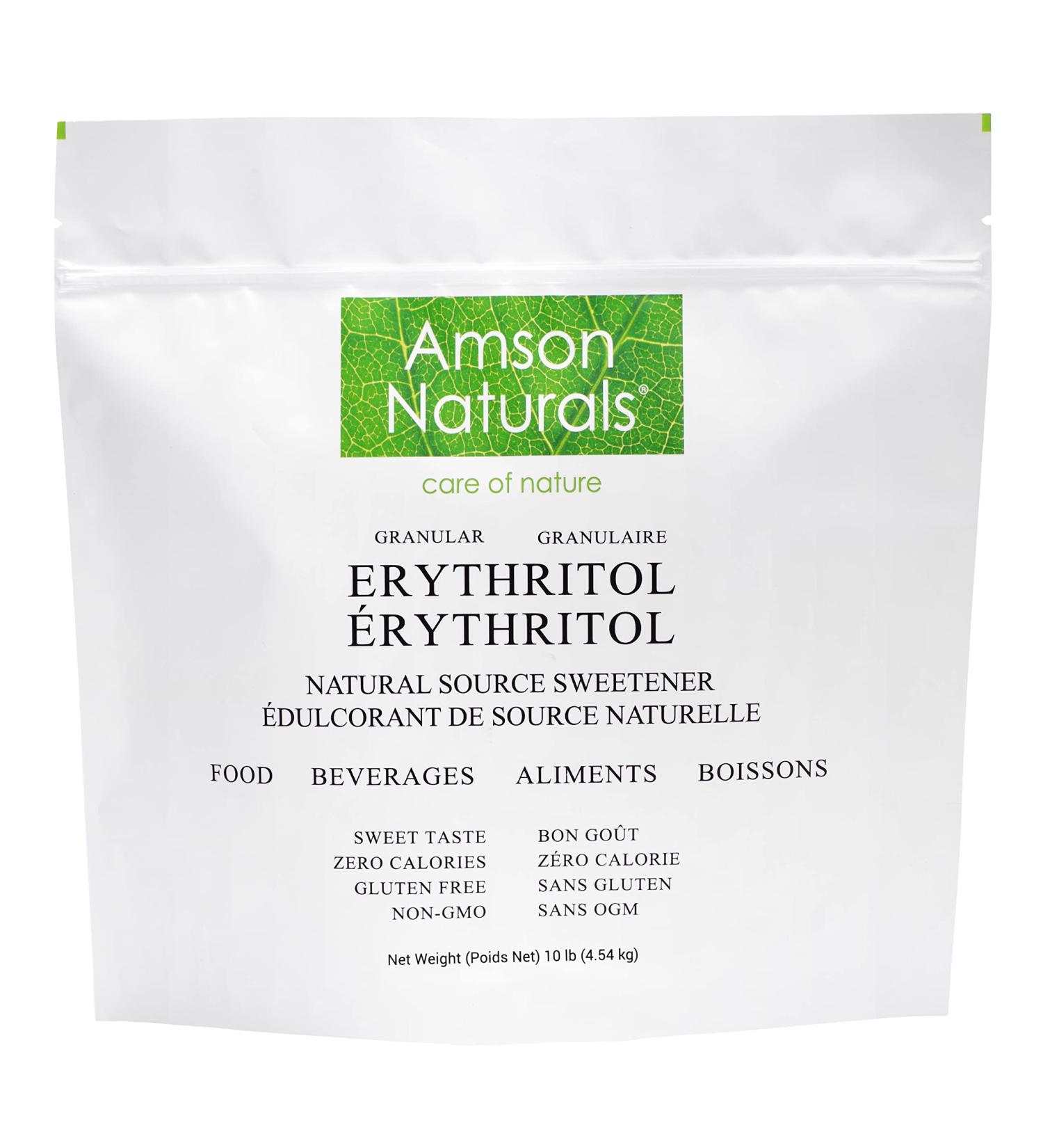 Erythritol Sweetener Granular 10 lb / 4.54 kg Natural Sugar Substitute Sweet taste Zero Calorie Gluten-free Non-GMO by Amson Naturals. 4.54 kg (Pack of 1) - Buy Online on GoSupps.com