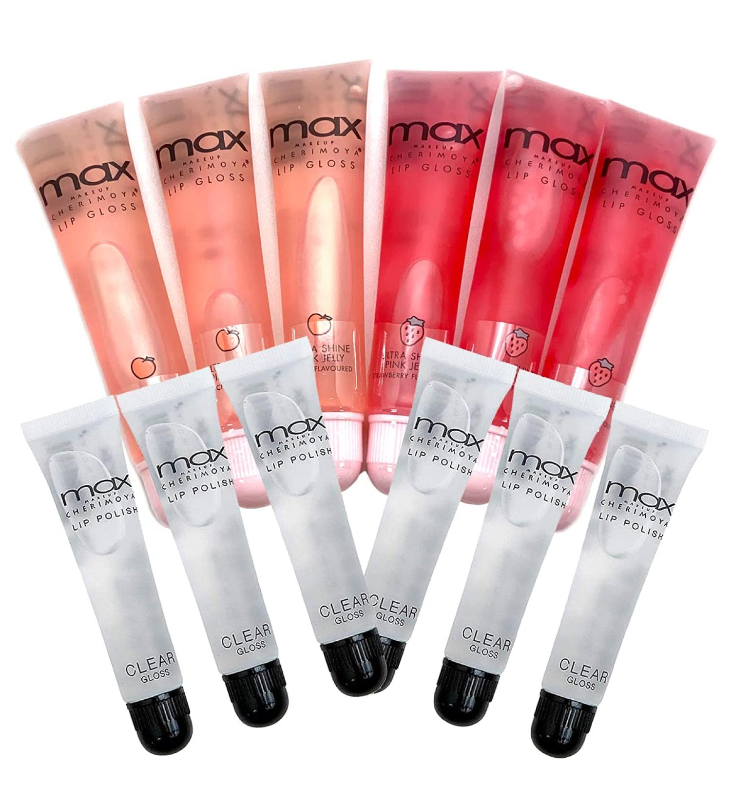 Max Makeup Cherimoya Clear Lip Polish Bulk - Clear Peach Strawberry | Long-lasting Lip Gloss for a Flawless Finish - Buy Online on GoSupps.com