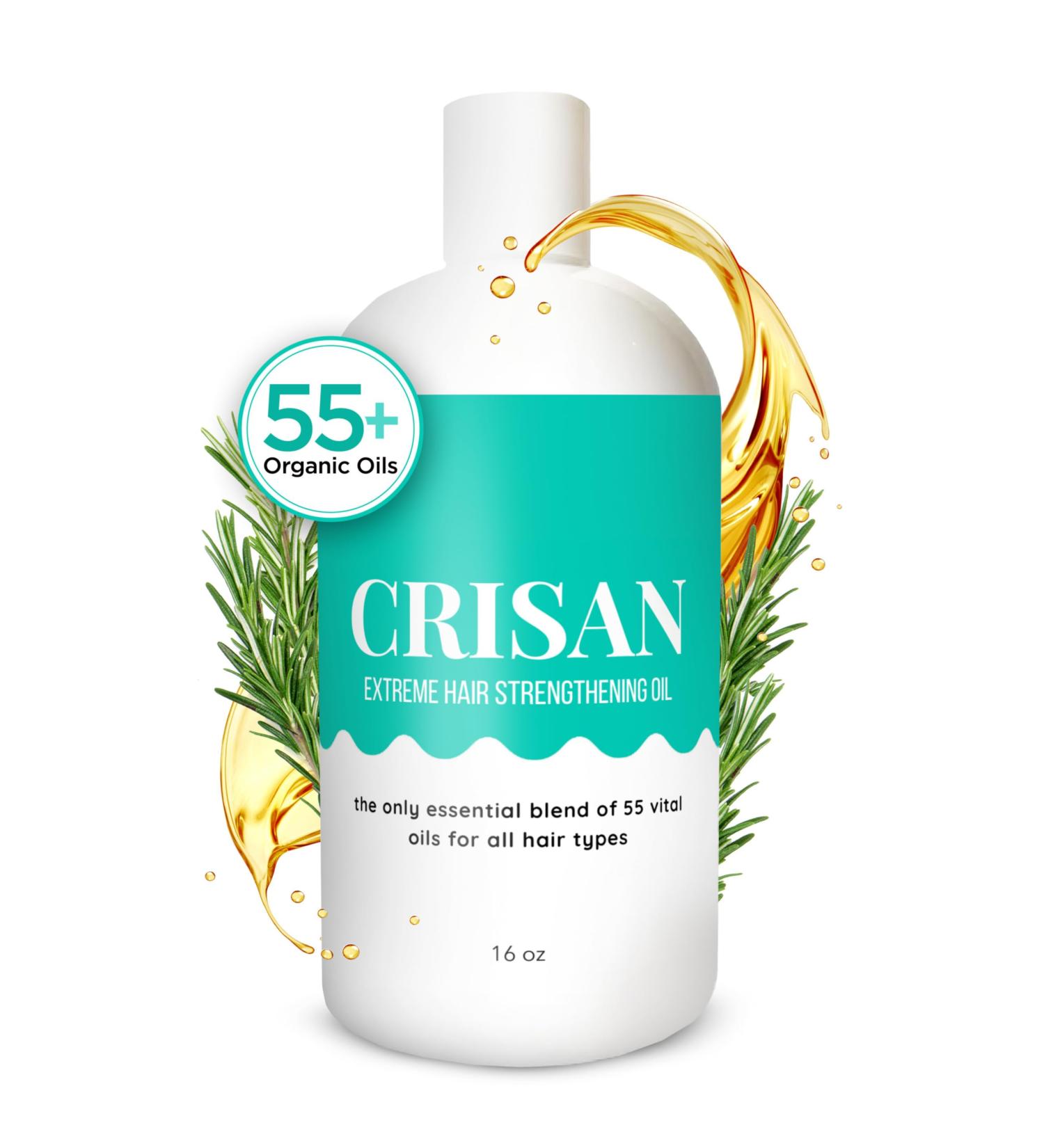 CRISAN Extreme Hair Strengthening Oil - 16 oz - 55 Organic Vegan Essential and Carrier Oils - Thicken Grow and Restore Hair for Shinier Healthier Locks - Buy Online on GoSupps.com