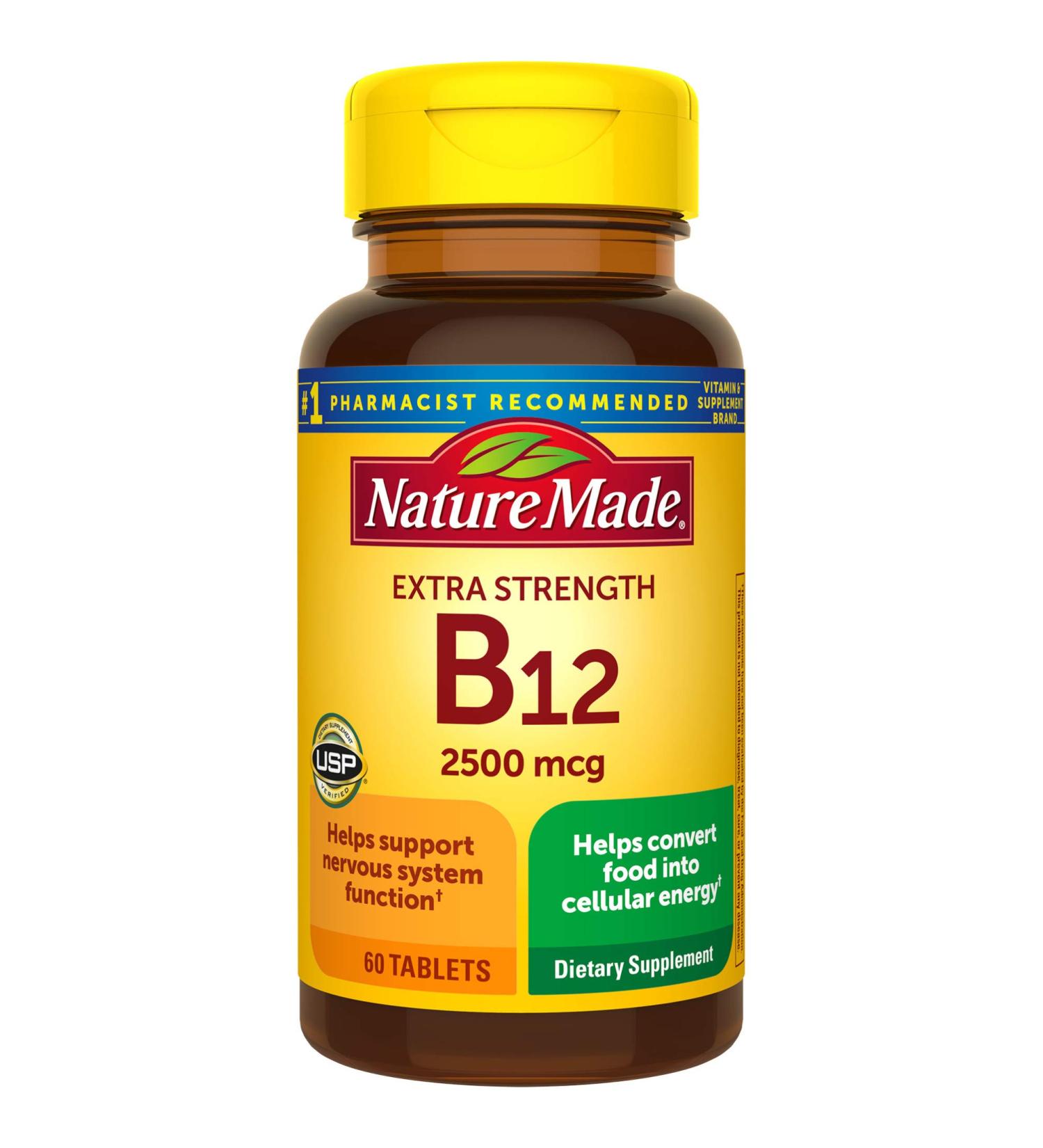 Nature Made Extra Strength Vitamin B12 2500 mcg Tablets - Energy Metabolism Support, 60 Day Supply - Buy Online on GoSupps.com