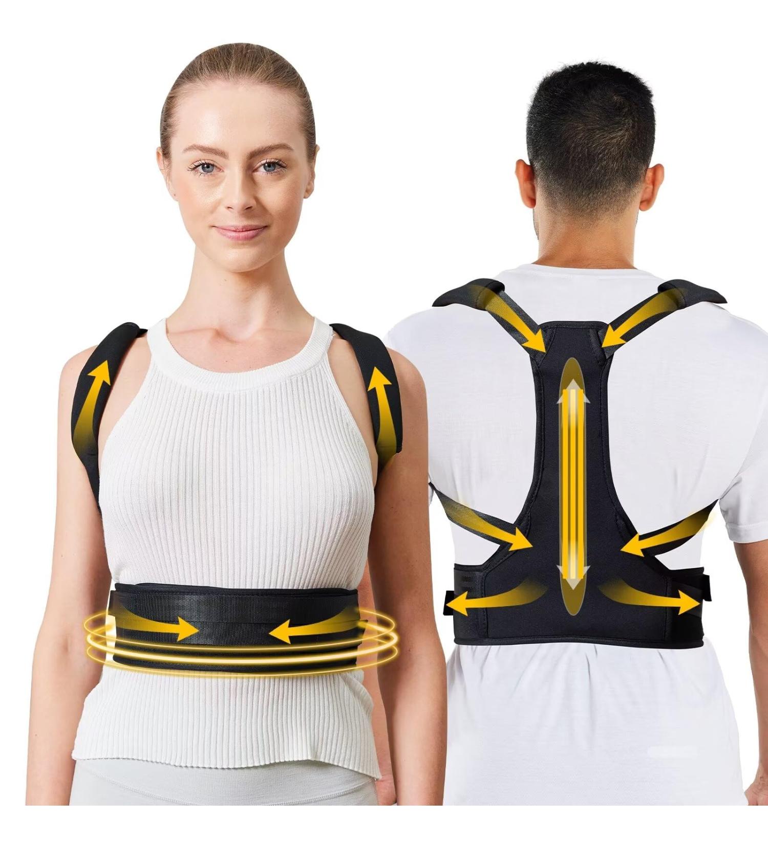 Posture Corrector for Men & Women - Adjustable Back Brace for Pain Relief | Back Straightener for Neck Shoulder & Lumbar Support - Buy Online on GoSupps.com