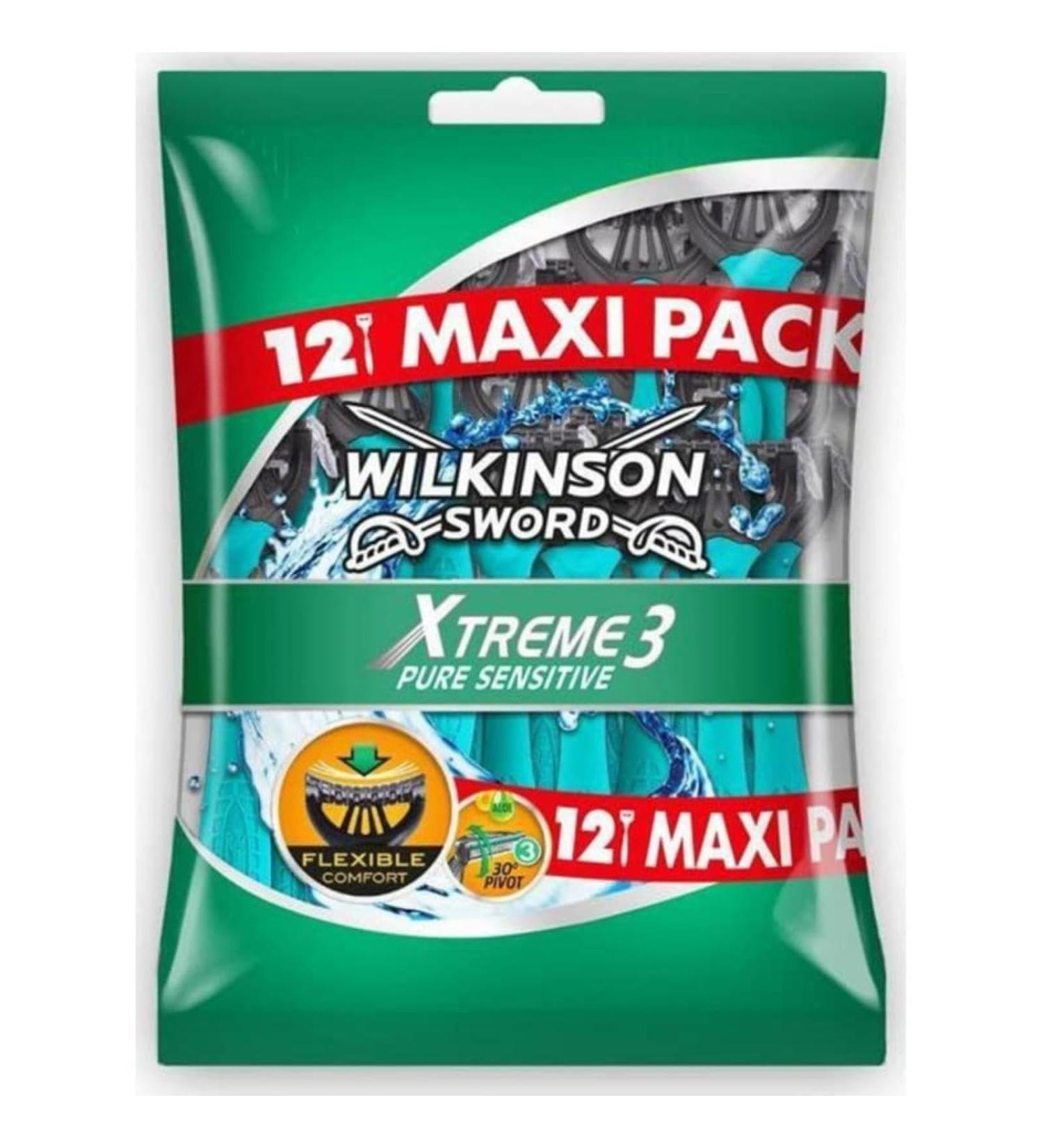 Wilkinson Sword Xtreme 3 Pure Sensitive Comfort Disposable Razors for Men Pack of 12 (Packaging May Vary) 12 pieces