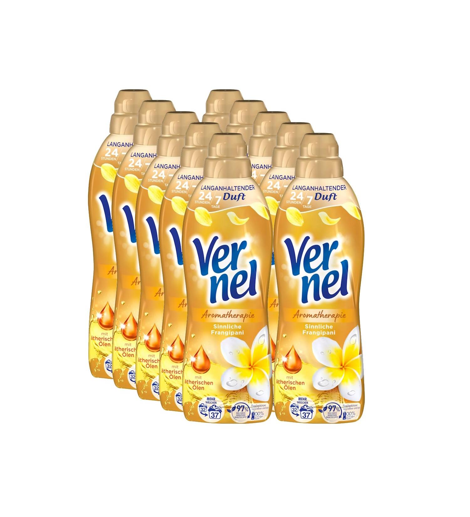 Verel Aromatherapy Frangipani Fabric Softener 10x37 WL - Long-Lasting Scent with Essential Oils 814ml (10 Pack) | Eco-Friendly & Fresh Laundry Solution - Buy Online on GoSupps.com