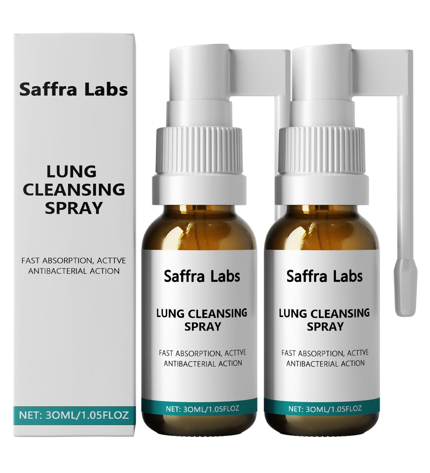 JRR SaffraLabs Herbal Lung Cleansing Spray Natural Respiratory Support with Eucalyptus Peppermint Licorice Root & Calendula - Natural Formula (2pcs) - Buy Online on GoSupps.com