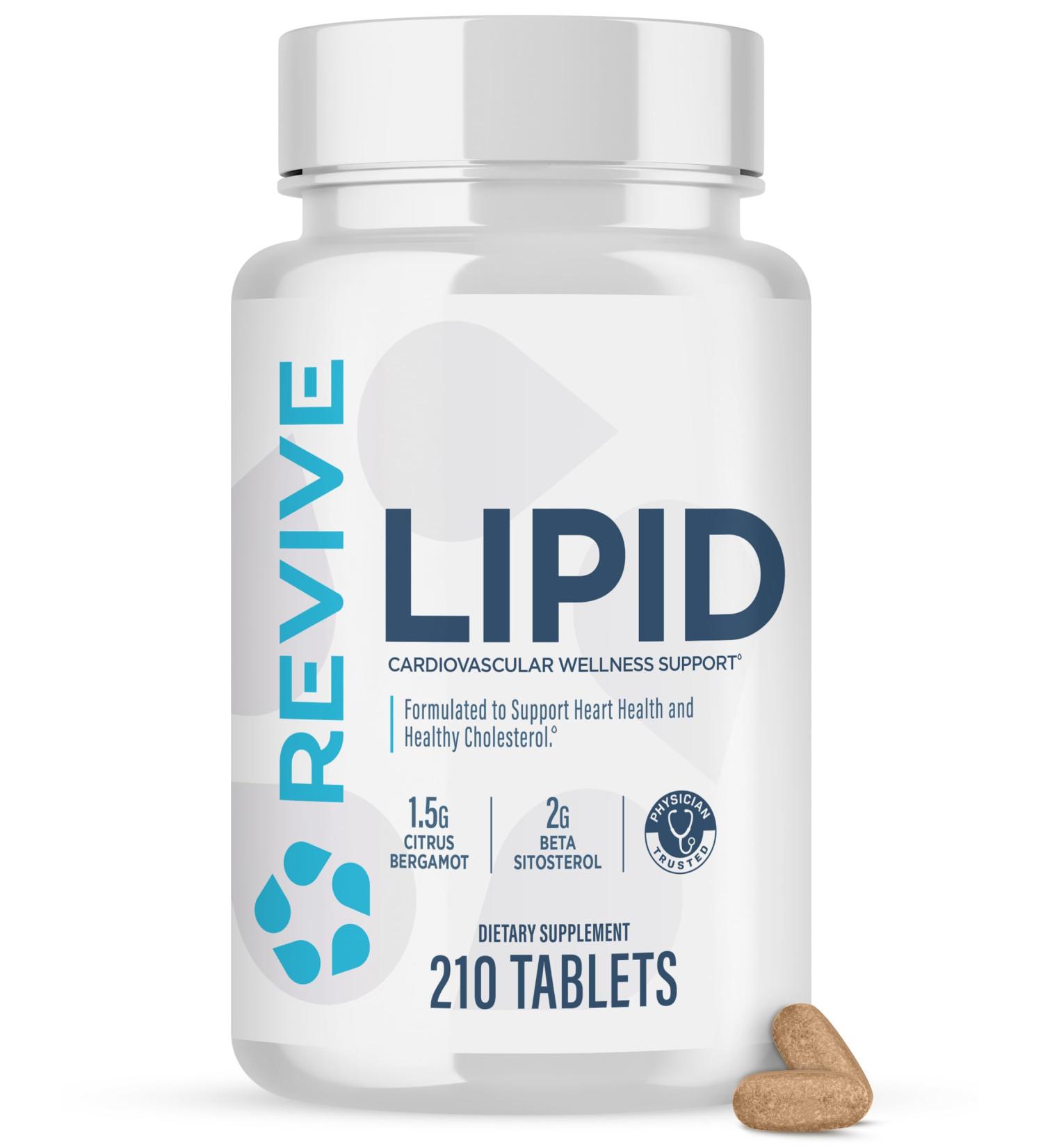 Revive MD Lipid Support Formula - Supplement Helps Maintain Healthy Cholesterol Levels Endothelial Health & Triglyceride Levels - Beta Sitosterol Citrus Bergamot & Pantethine (30 Servings) - Buy Online on GoSupps.com