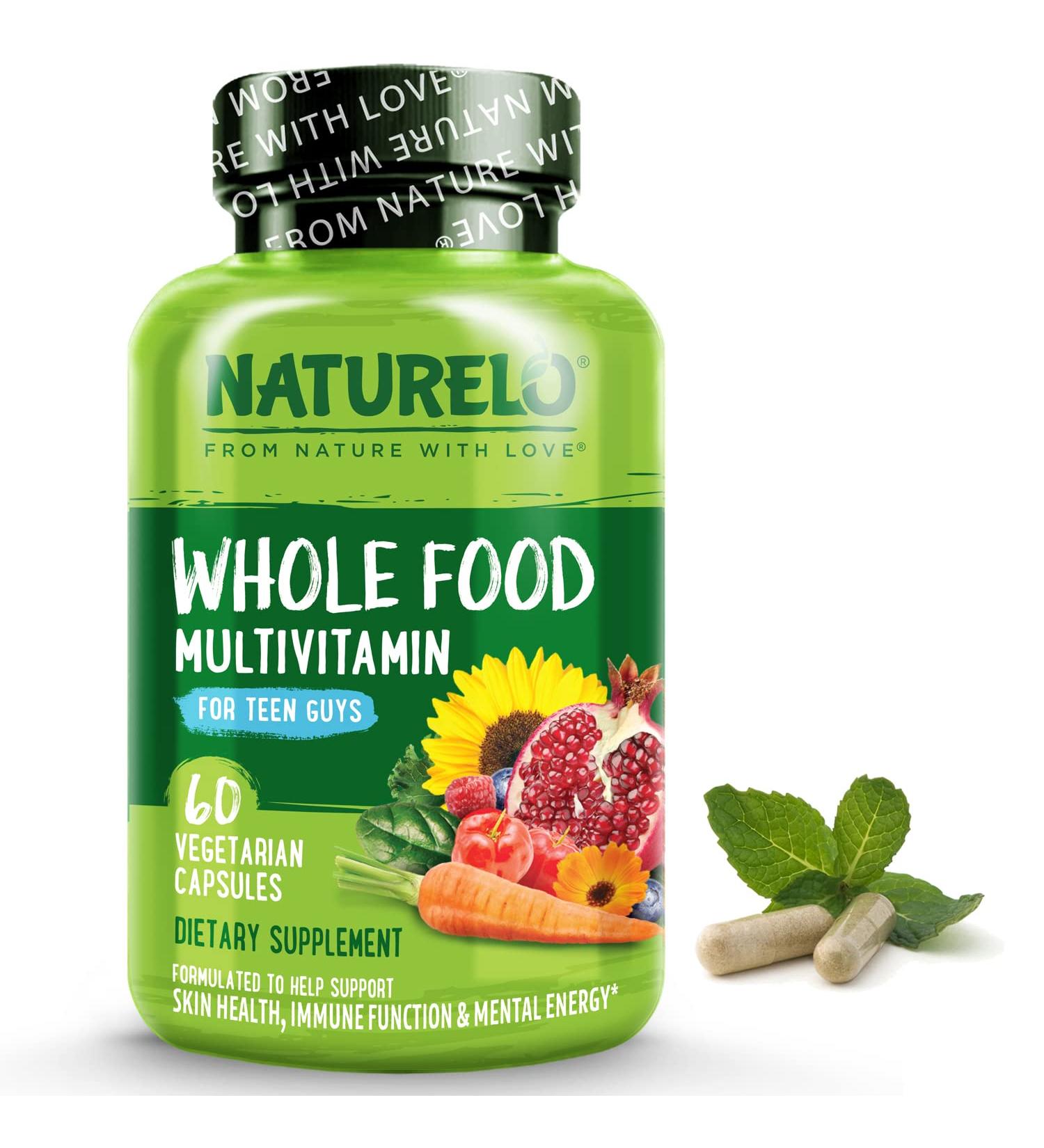 NATURELO Whole Food Multivitamin for Teenage Boys - 60 Capsules - Non-GMO Vegan Supplement with Plant Extracts for Active Kids - Buy Online on GoSupps.com
