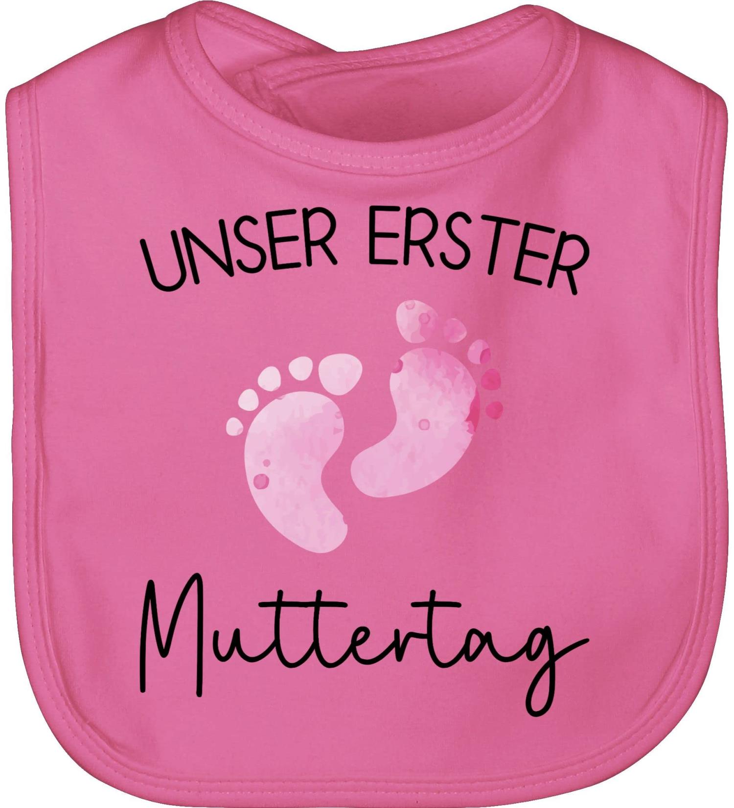 Shirtracer Baby Bib - Our First Mother's Day Watercolor Feet in Pink & Black - Perfect for New Moms - Buy Online on GoSupps.com