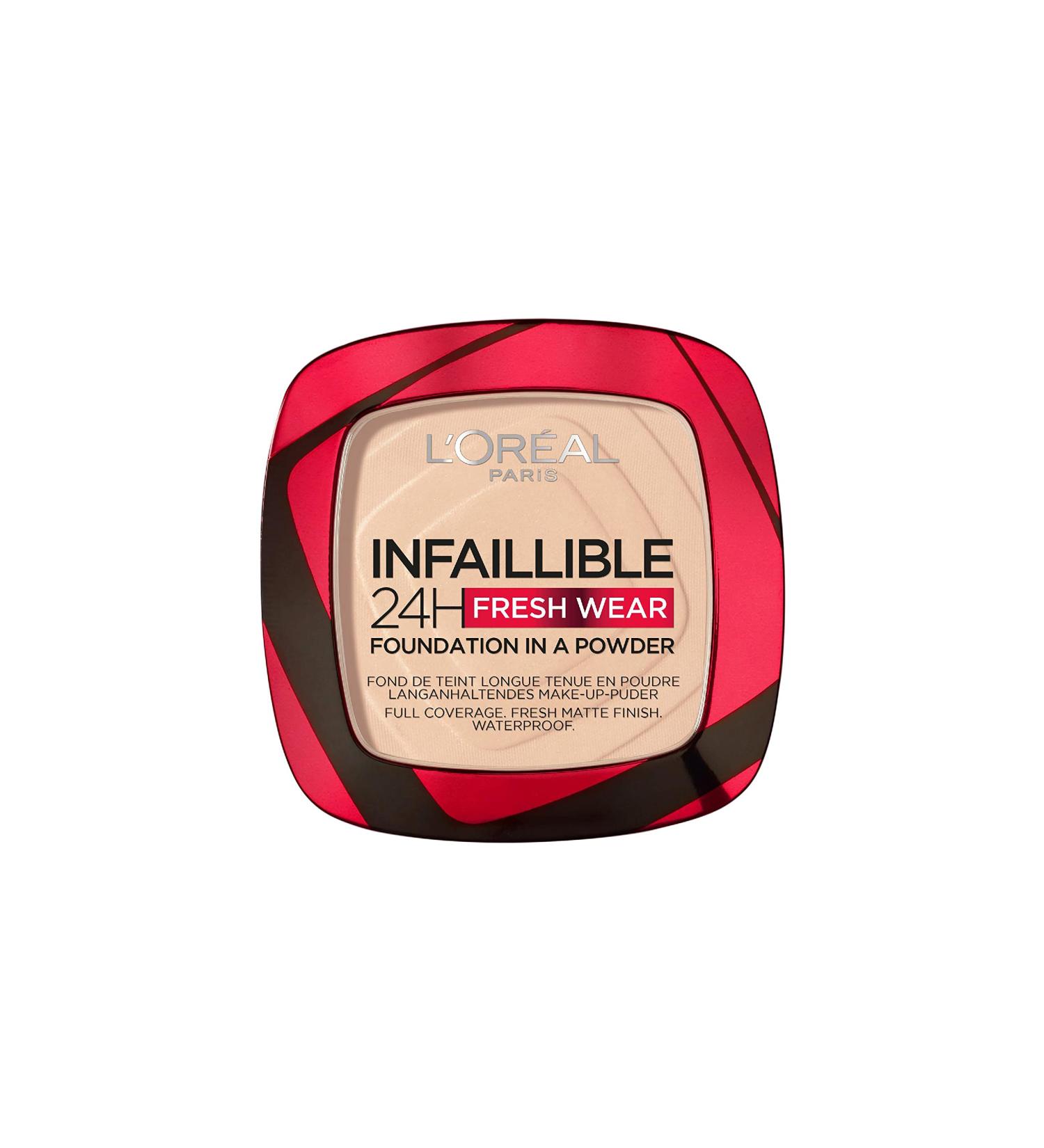 L'Or al Paris Infallible 24H Fresh Wear Foundation in a Powder Full-coverage Longwear Weightless Smooth Finish Water-proof and Transfer-proof 20 Ivory 20 Ivory 9 g (Pack of 1) - Buy Online on GoSupps.com