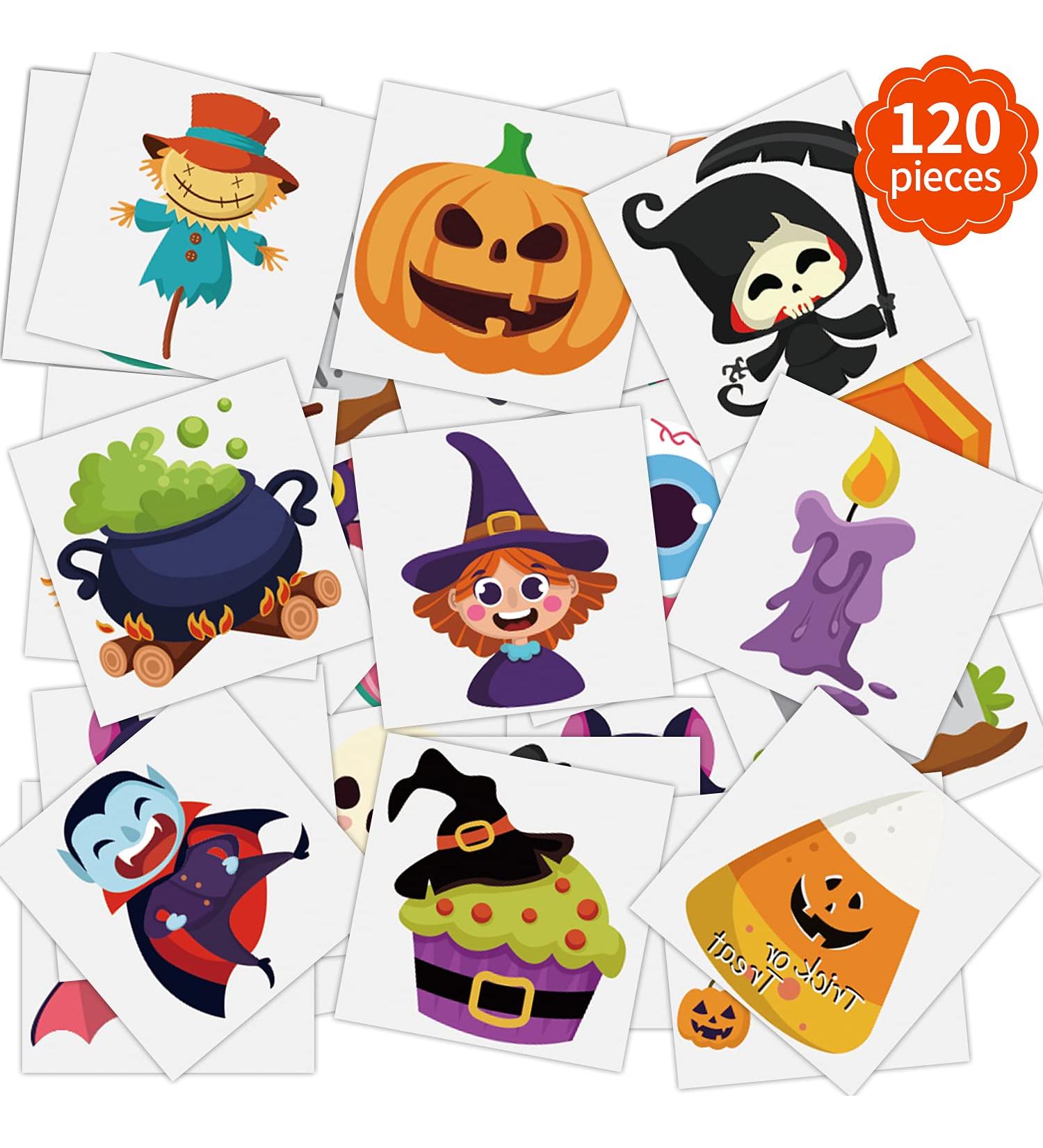 FINGOOO Halloween Temporary Tattoos for Kids - 120 waterproof tattoos in 20 styles | Halloween Party Favor Bag Stuffers - Buy Online on GoSupps.com