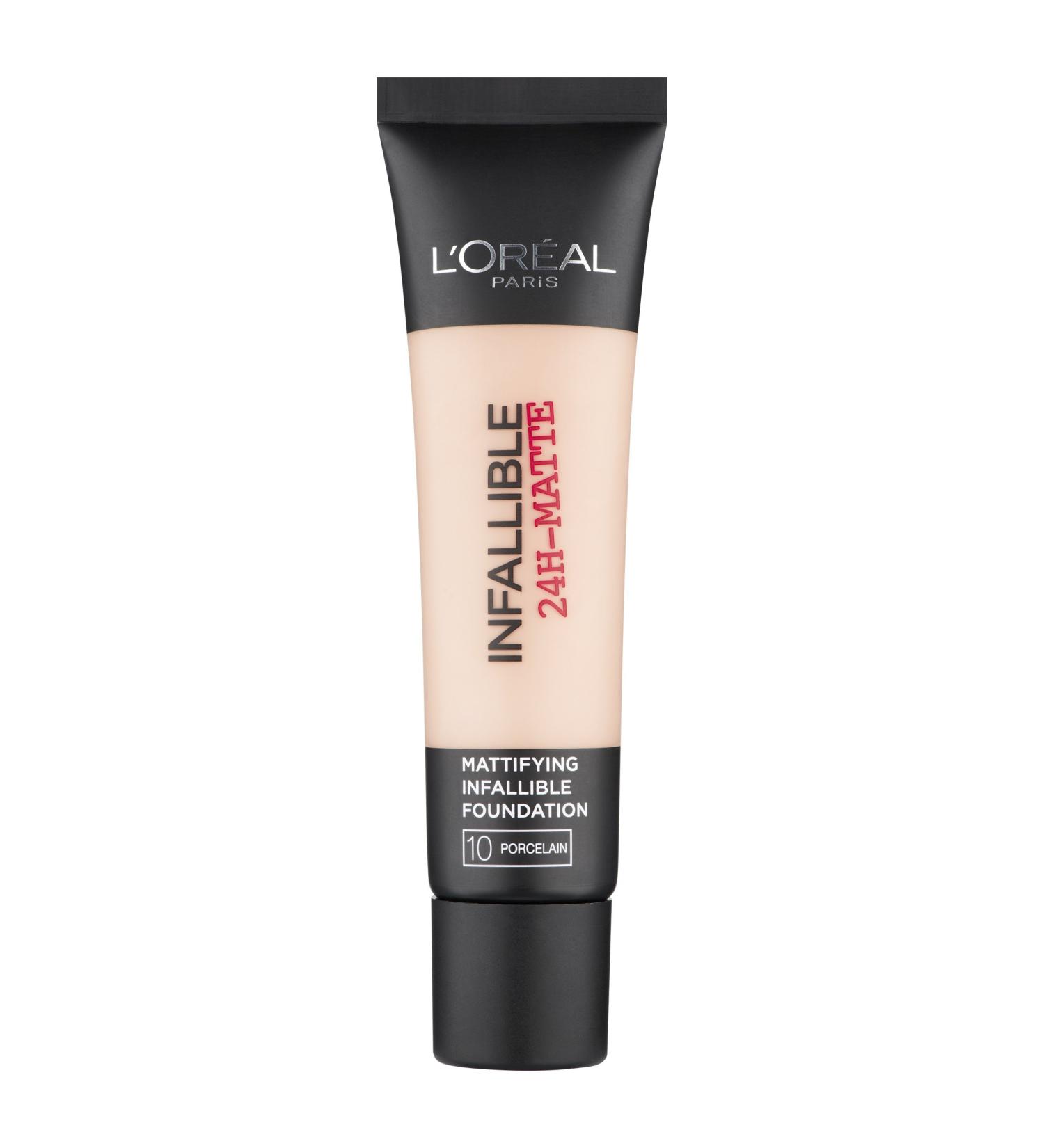 L'Oreal Infallible 24hr Matte Tube Foundation 35ml-10 Porcelain - Buy Online on GoSupps.com