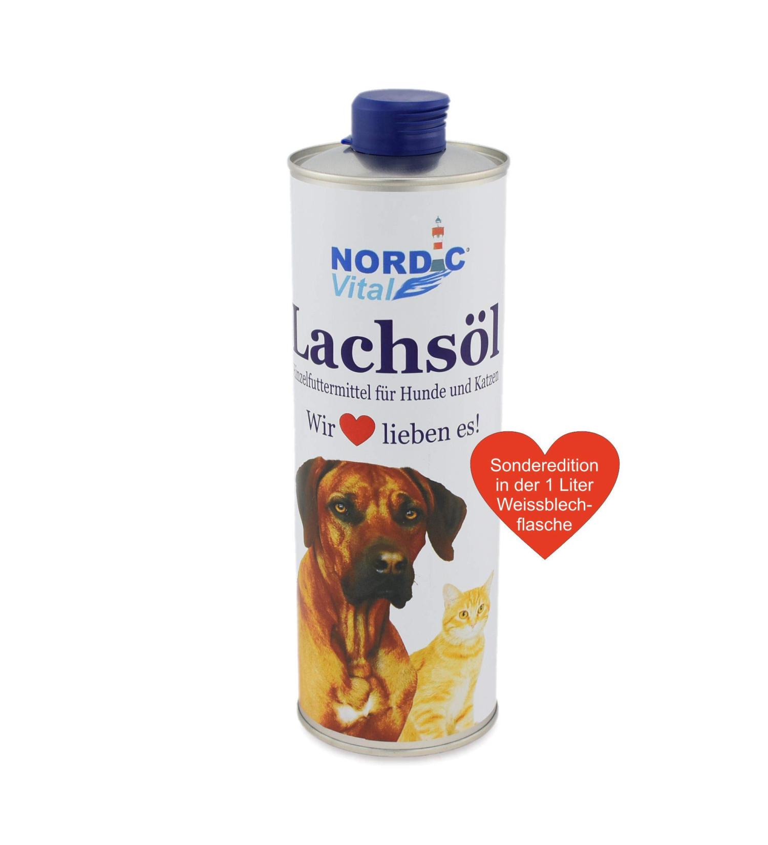 Nordicvital Salmon Oil 1L - Premium Omega-3 & Omega-6 Fish Oil for Dogs & Cats | Natural BARF Supplement - Buy Online on GoSupps.com