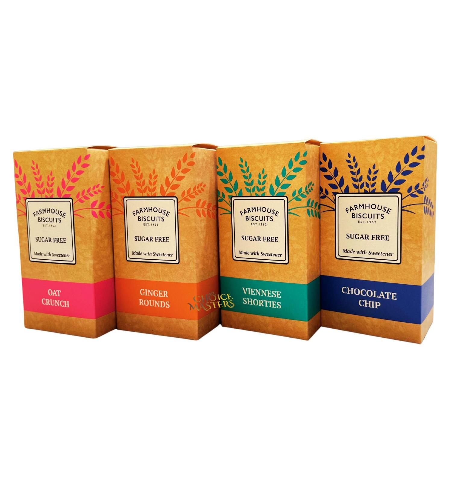 Sugar Free Cookies Selection | Selection of Sugar Free VIENNESE SHORTIES | Sugar Free GINGER | CHOCOLATE CHIP & SUGAR FREE OAT CRUNCH (All 4 Flavours 4 x150g) All 4 Flavours 1 pack (150g) - Buy Online on GoSupps.com