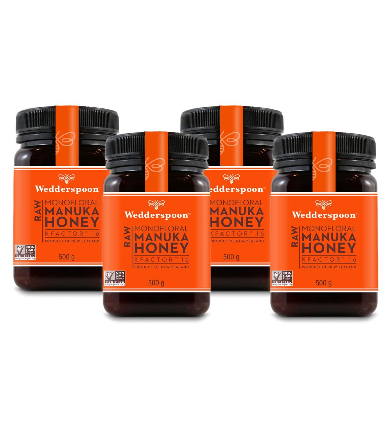 (4 PACK) - Wedderspoon - RAW Manuka Honey Active 16+ | 500g | 4 PACK BUNDLE - Buy Online on GoSupps.com