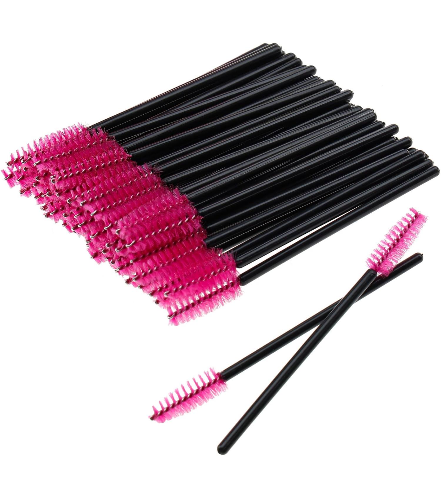 Ukerdo 50pcs Pink Disposable Eyelash Spoolie Brush Extensions - Lash Comb Tool Kit for Mascara Application & Eyebrow Grooming - Buy Online on GoSupps.com