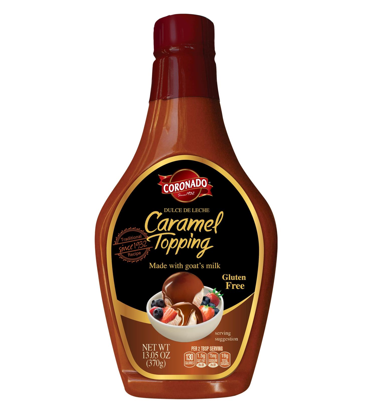 CORONADO Dulce de Leche Caramel Topping 13 Oz - Sweet Cajeta Sauce/Spread with Real Goat Milk - Squeezable Bottle - Authentic Mexican Flavor - Pack of 1 - Buy Online on GoSupps.com