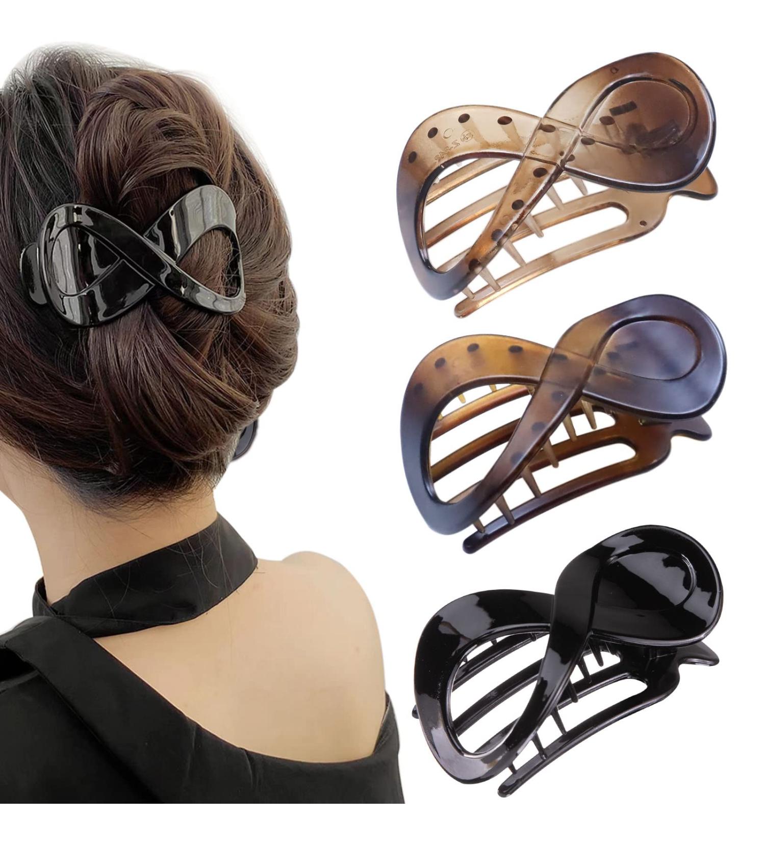 Kavya 3 Pcs Hair Claw Clips Set for Thick Hair - Non-Slip Large Black Hair Accessories for Women & Girls - Buy Online on GoSupps.com