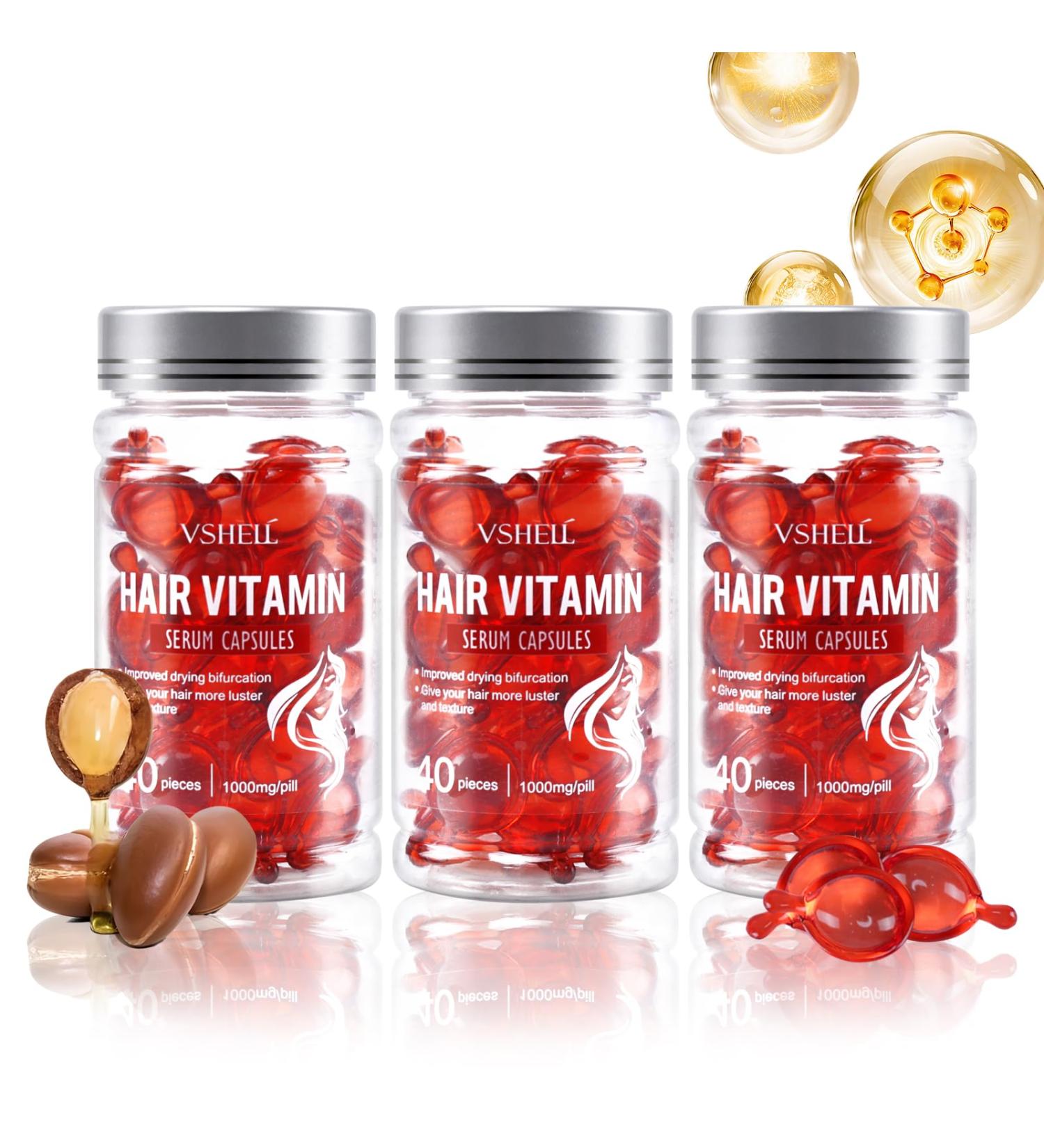 Hair Treatment Serum - 120 Vitamin Capsules with A C E & Oils | Restore Frizzy Hair No Rinse Safe for All Hair Types - Buy Online on GoSupps.com