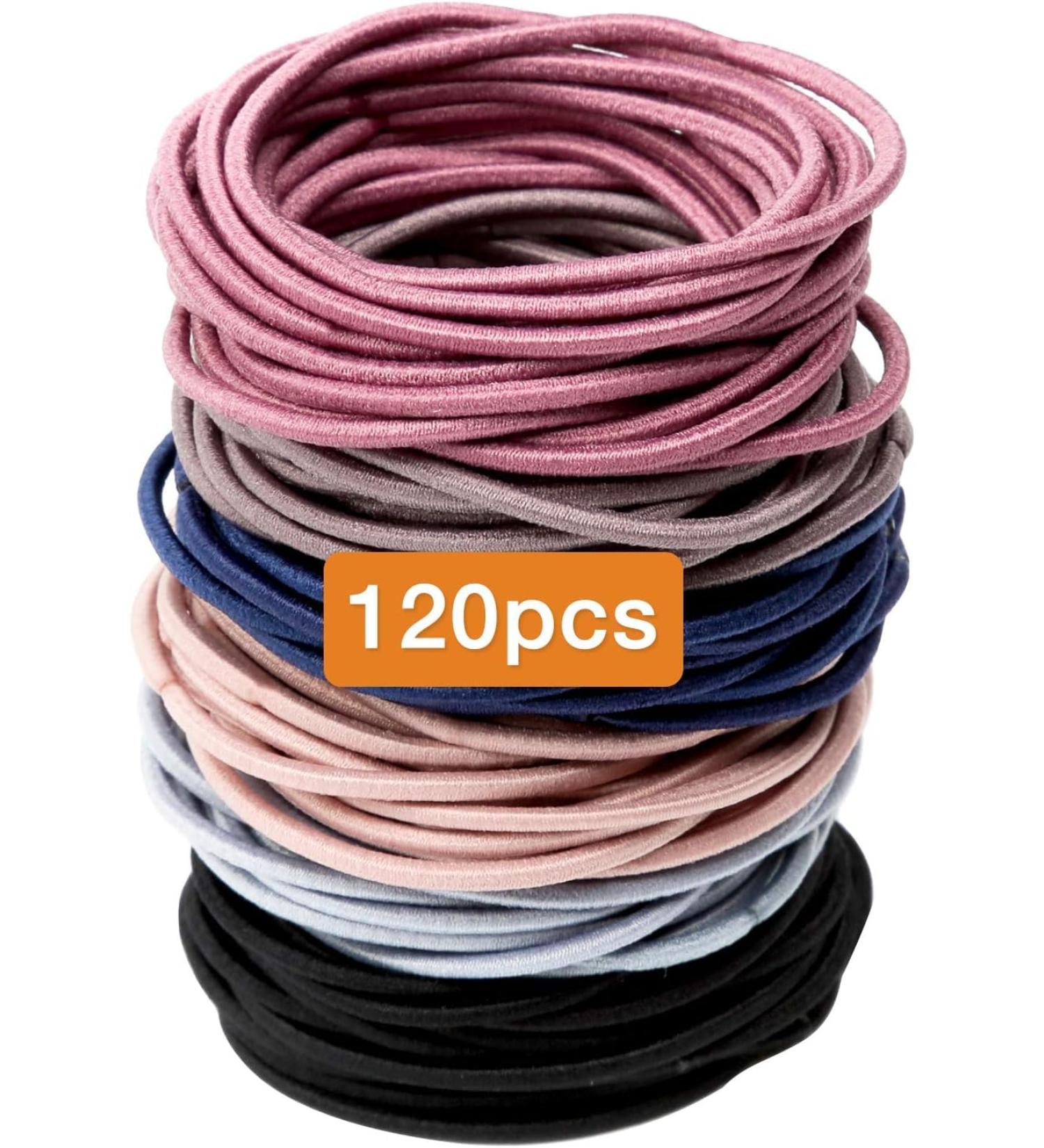120 PCS 2mm Elastic Hair Bands - Gentle Hair Ties for Women, Girls, Kids - Multicolor Ponytail Holders - No Metal - Buy Online on GoSupps.com