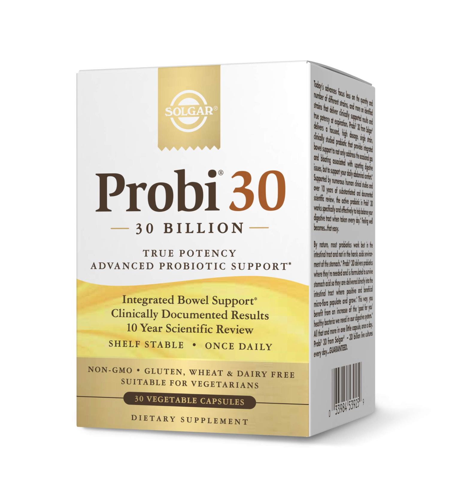 Solgar Probi 30 Billion - 30 Vegetable Capsules | Digestive Health & Immune Support - Buy Online on GoSupps.com